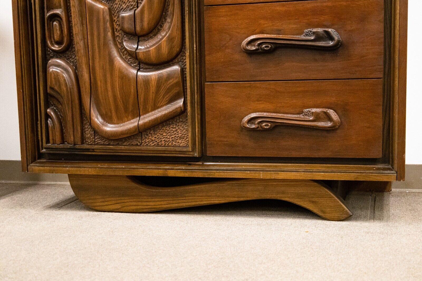Mid-Century Modern Witco Style Pulaski Oceanic Brutalist Highboy Dresser 1