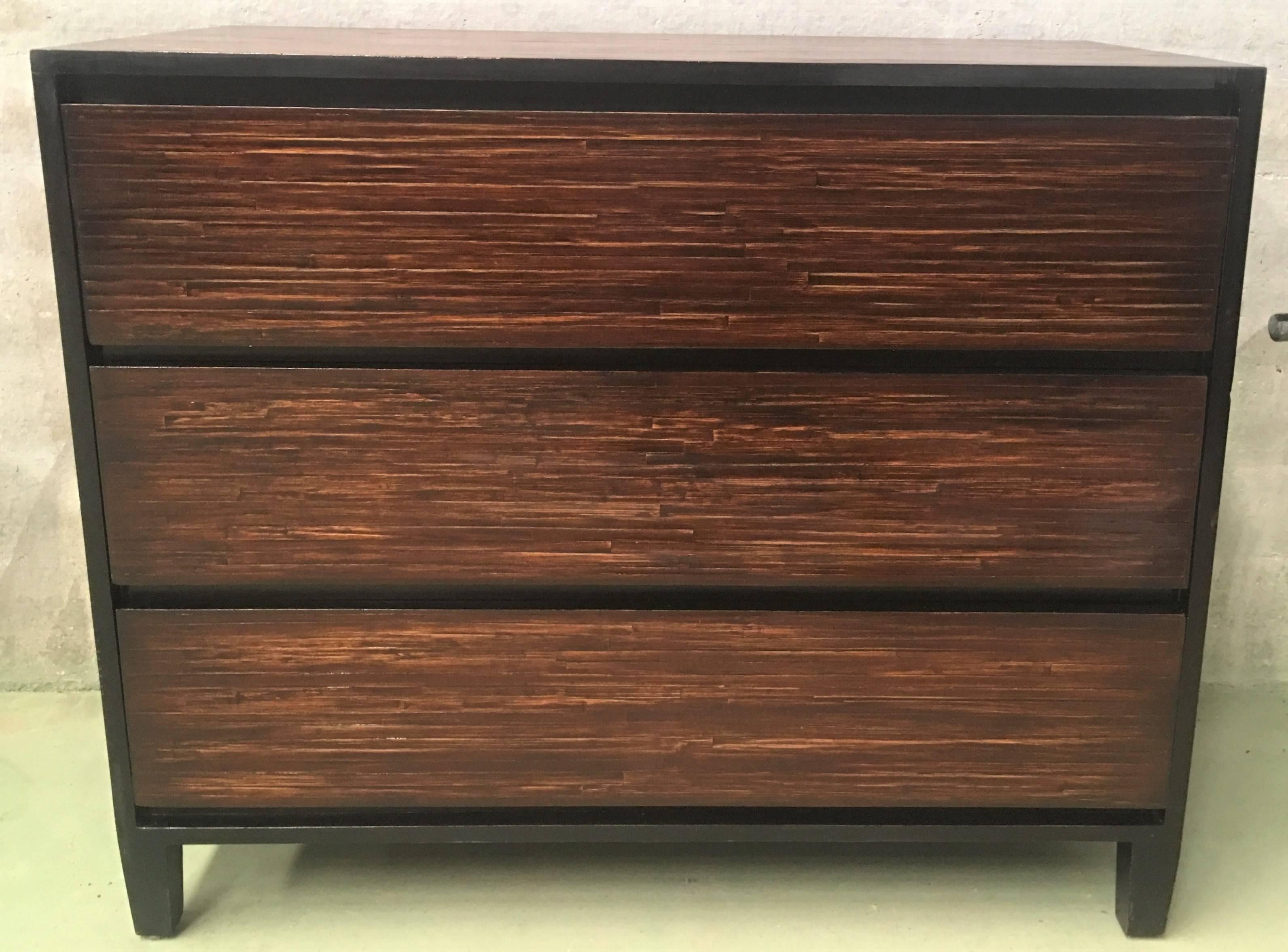 20th Century Mid-Century Modern Wood and Black Lacquer Chest, Commode For Sale