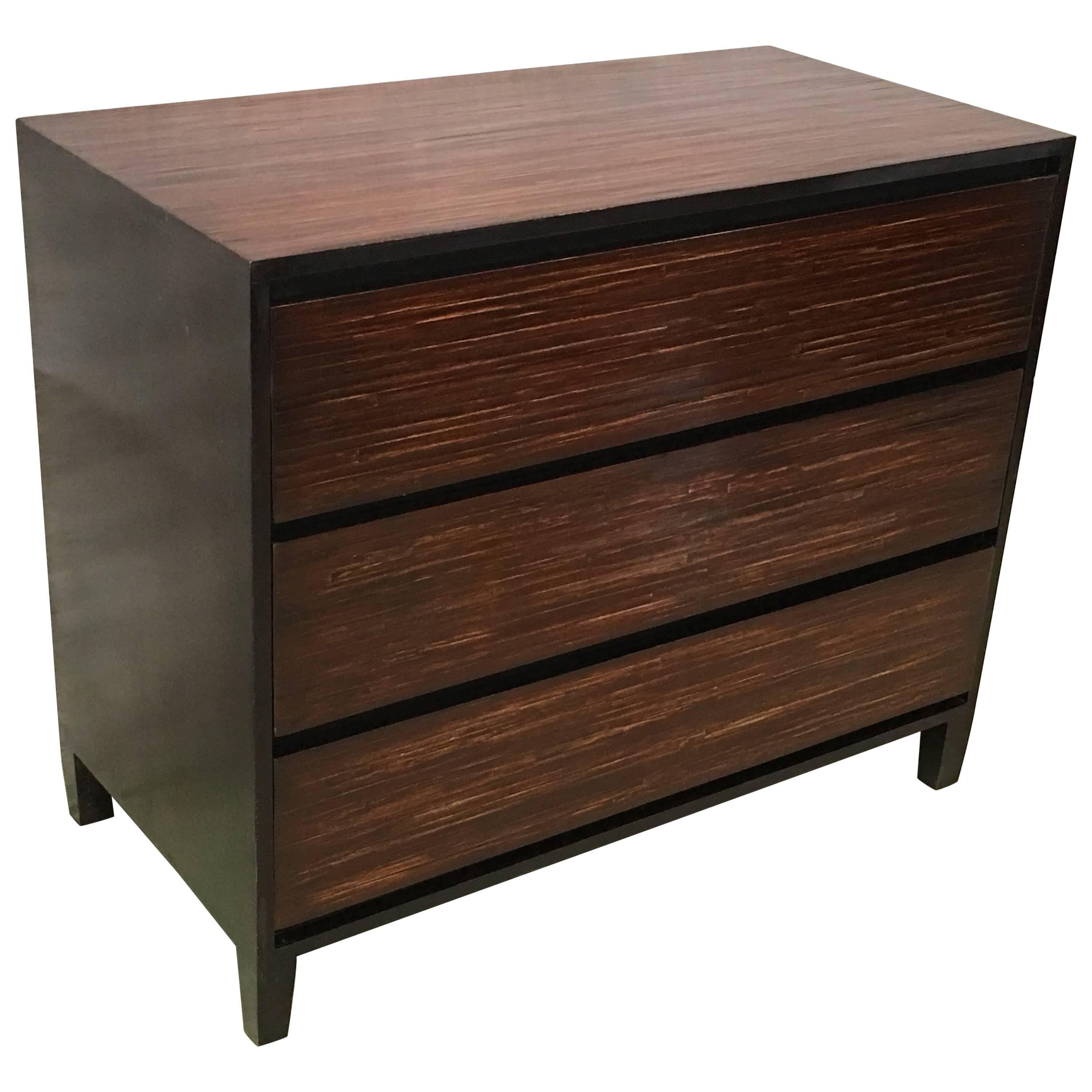 Mid-Century Modern Wood and Black Lacquer Chest, Commode For Sale