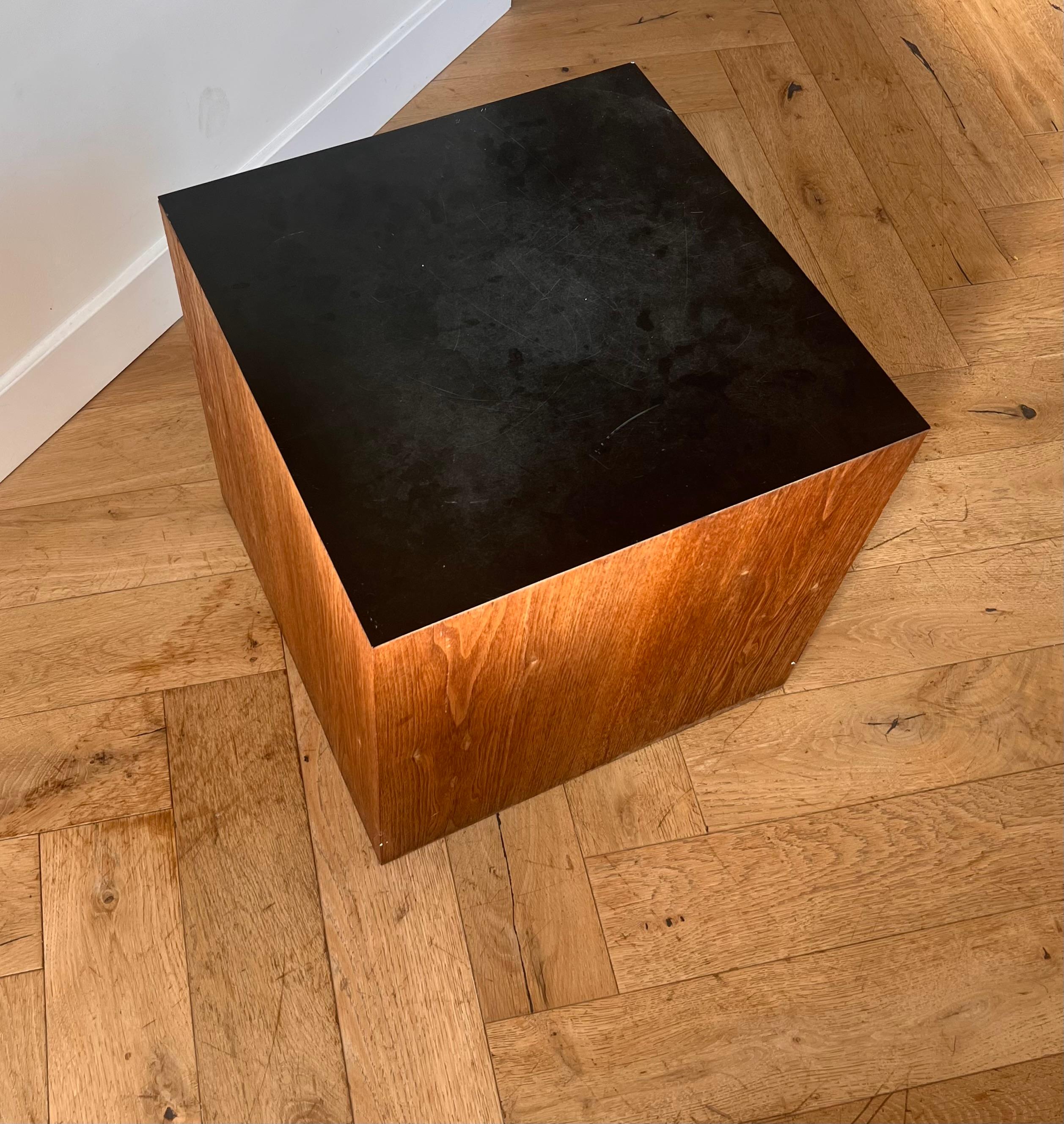 Mid century modern wood and laminate cube or end table, circa 1970 6