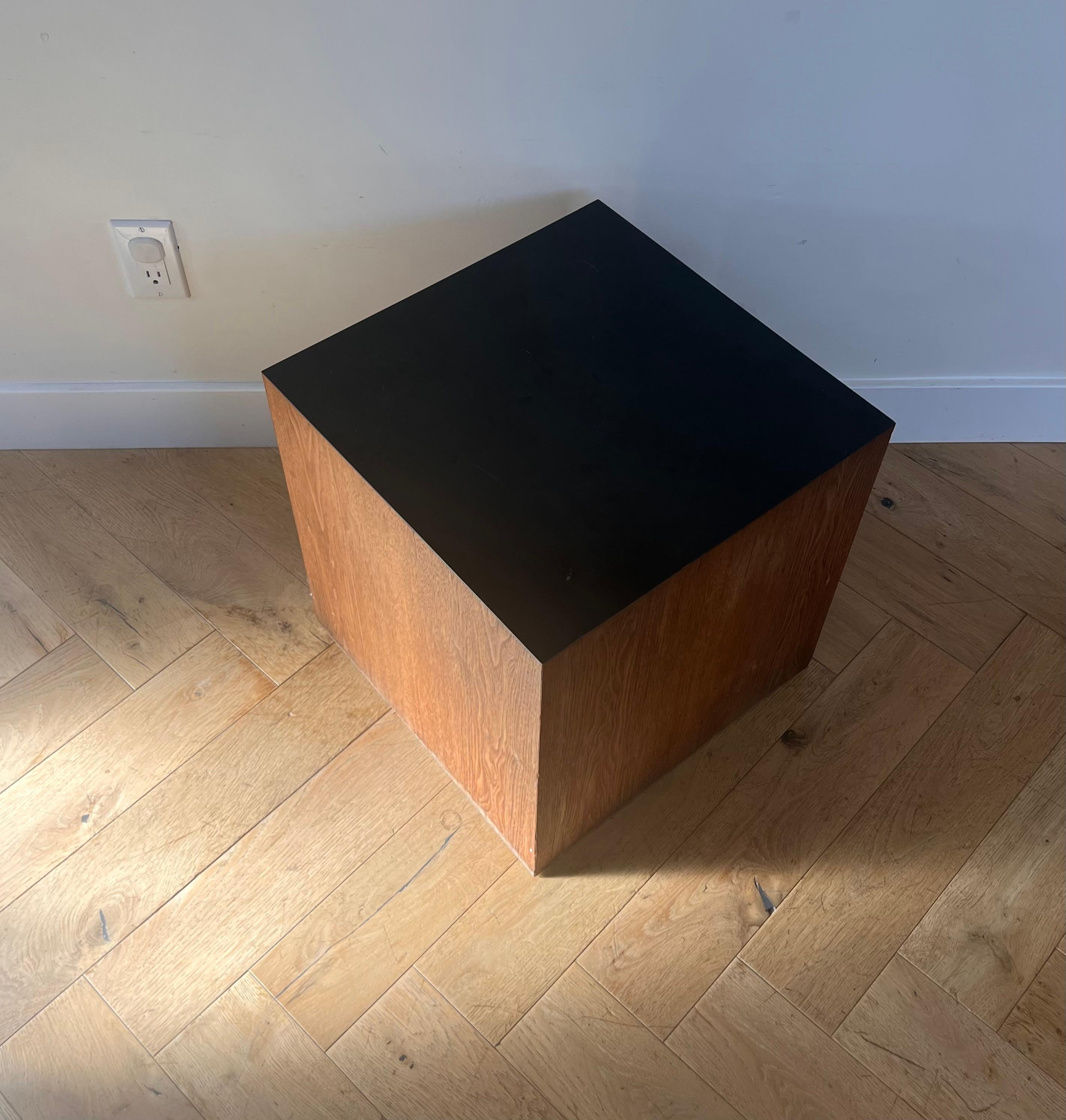 American Mid century modern wood and laminate cube or end table, circa 1970