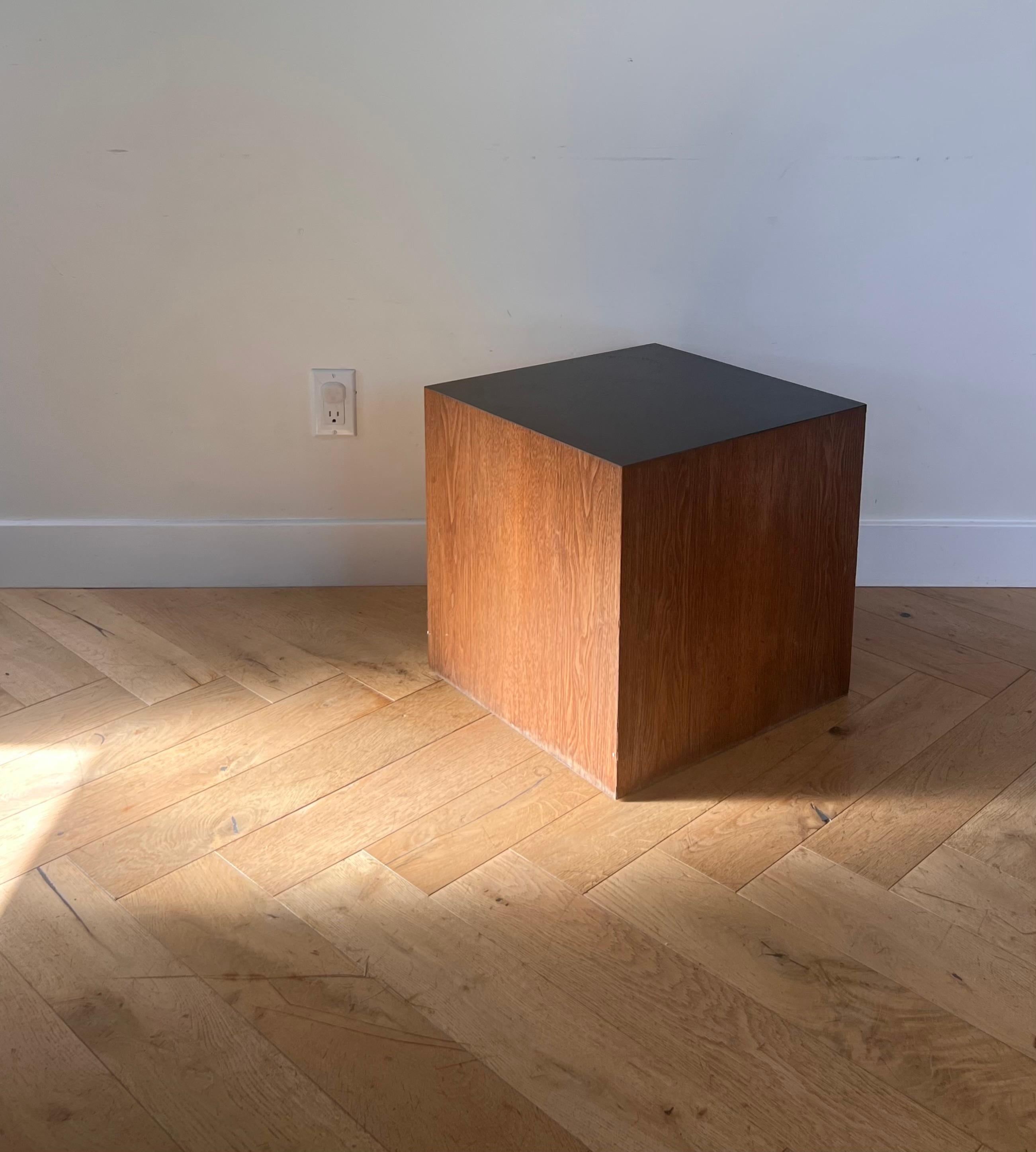 20th Century Mid century modern wood and laminate cube or end table, circa 1970