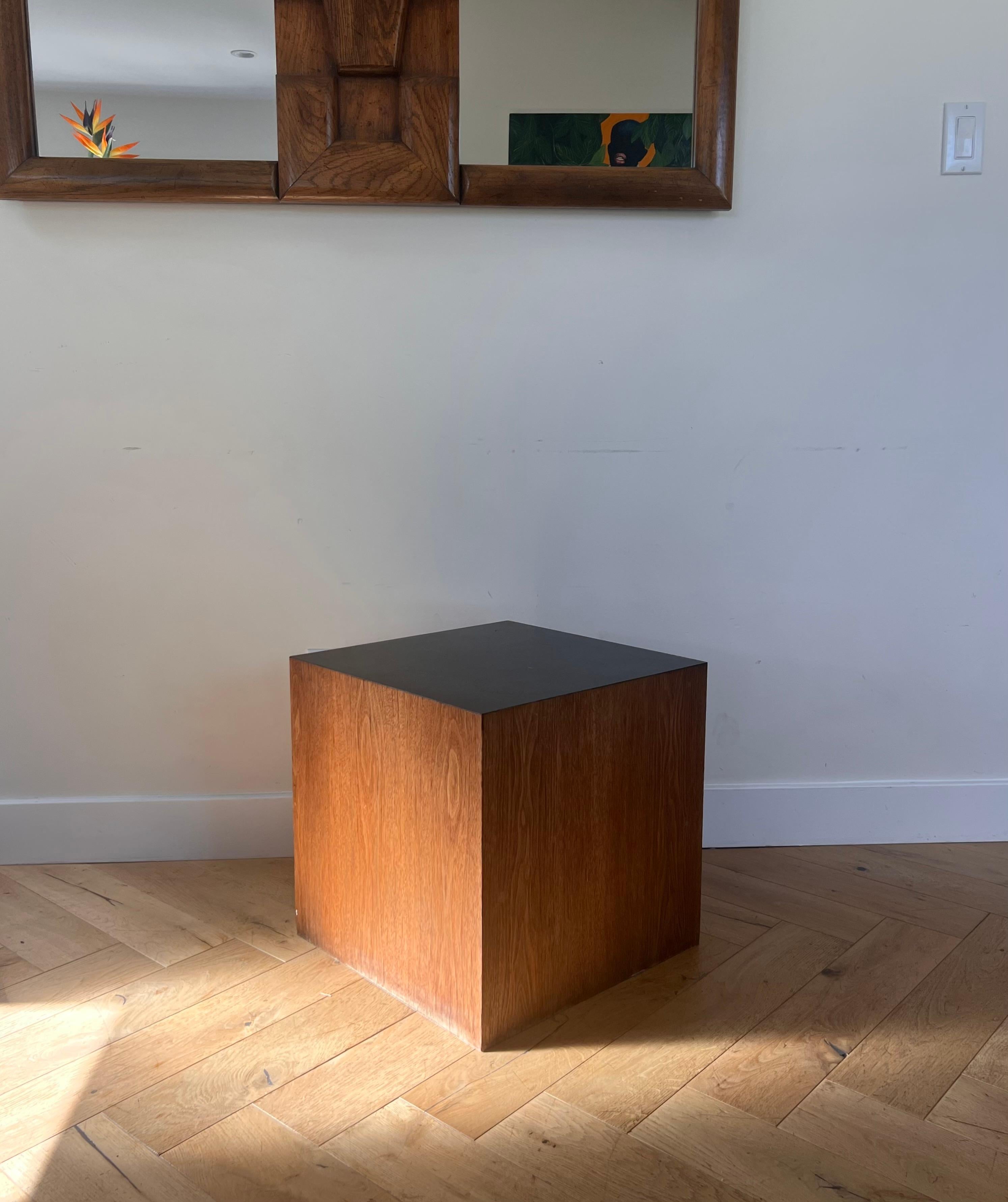 Mid century modern wood and laminate cube or end table, circa 1970 1