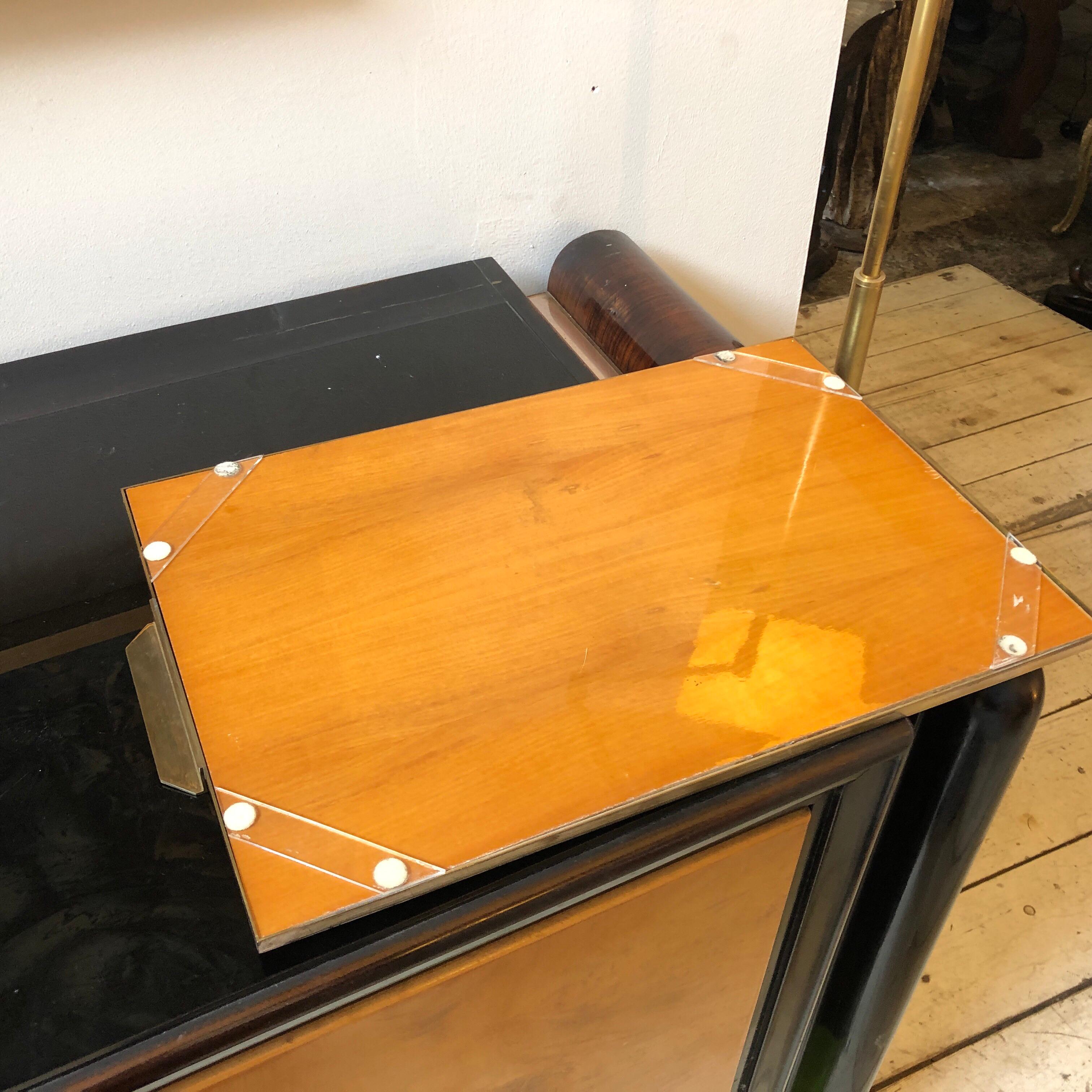 Mid-Century Modern Wood and Brass Tray in the Style of Gabriella Crespi 1
