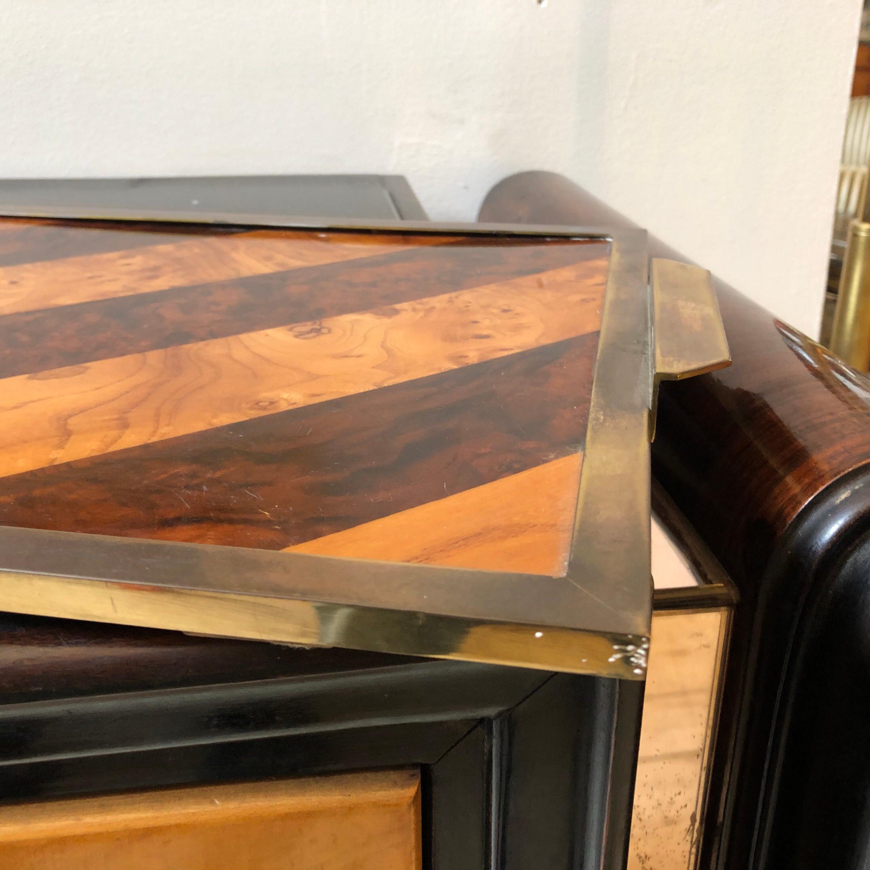 Mid-Century Modern Wood and Brass Tray in the Style of Gabriella Crespi 3