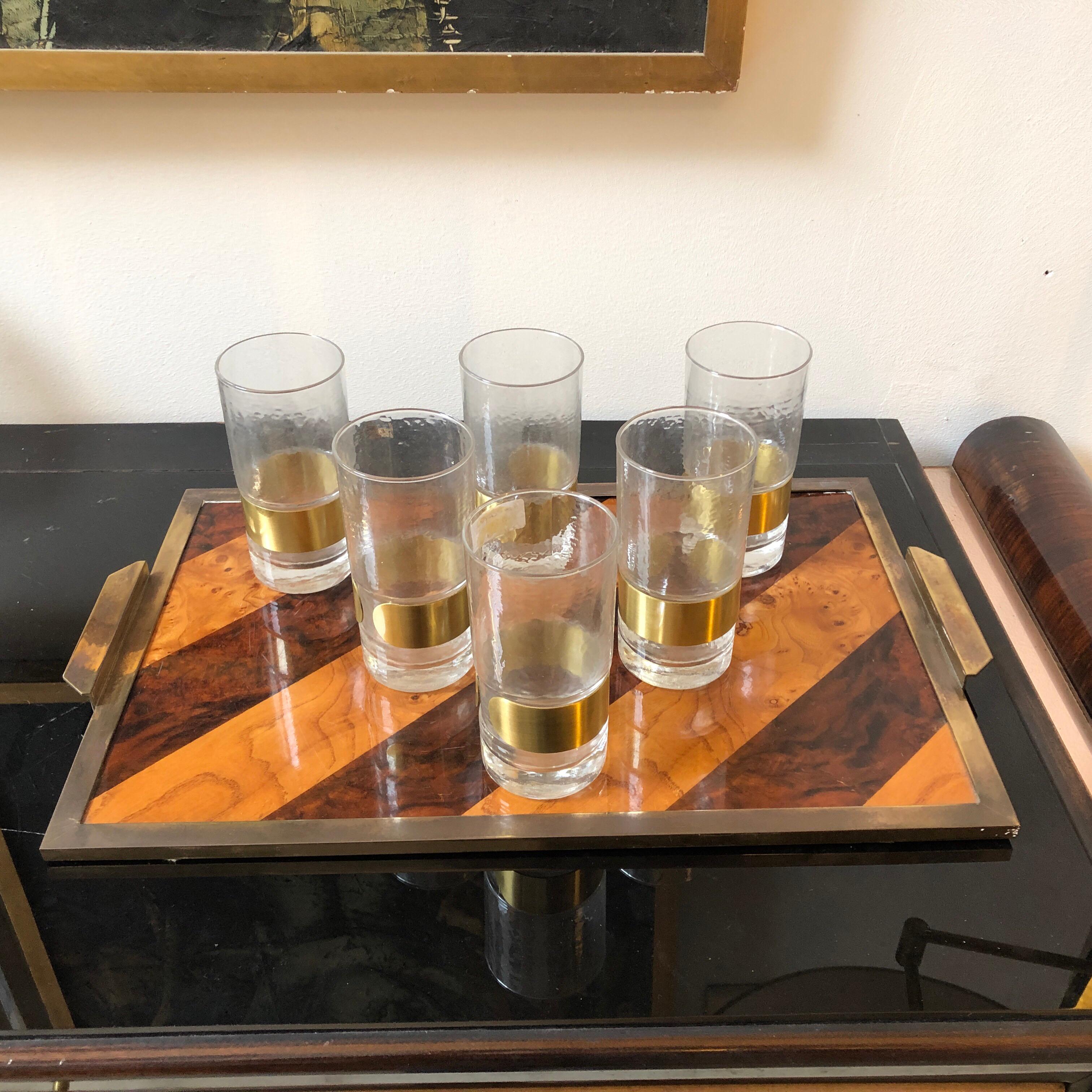 Mid-Century Modern Wood and Brass Tray in the Style of Gabriella Crespi 4