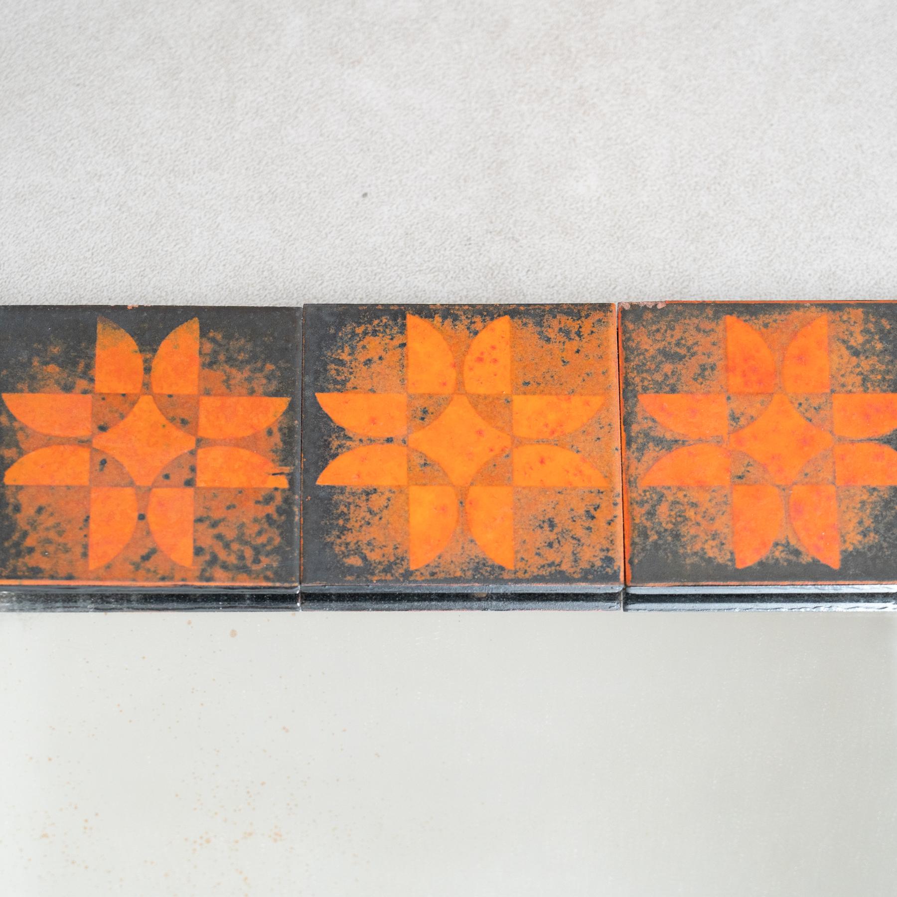 Mid-Century Modern Wood and Ceramic Rustic Mirror, circa 1970 For Sale 2
