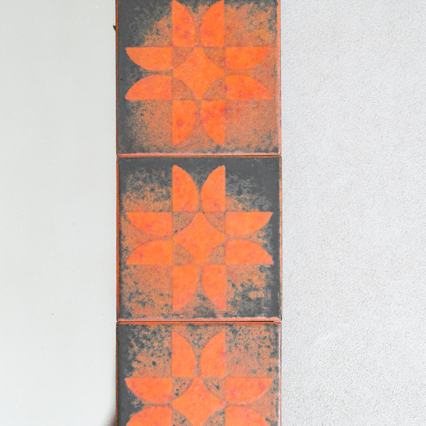 Mid-Century Modern Wood and Ceramic Rustic Mirror, circa 1970 For Sale 4