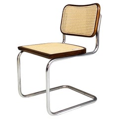 Mid-Century Modern Wood and Chrome Cesca Chair by Marcel Breuer for Gavina, 1970s