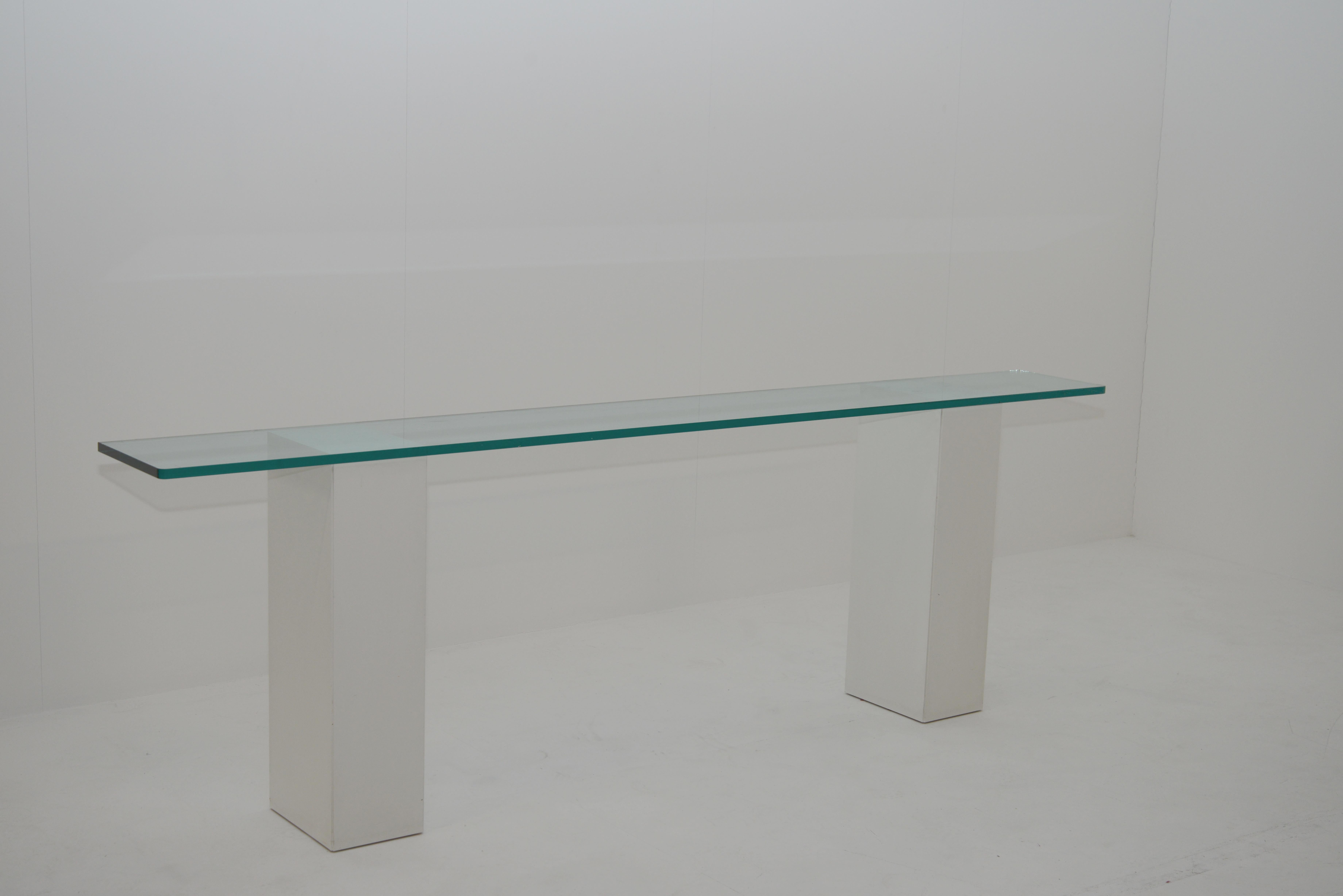 Mid-Century Modern Wood and Glass Console by Jean Poubel for Maison Jansen  2