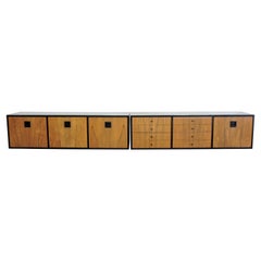 Mid-Century Modern Wood and Lacquer Hanging Wall Credenza Cabinets Probber Style