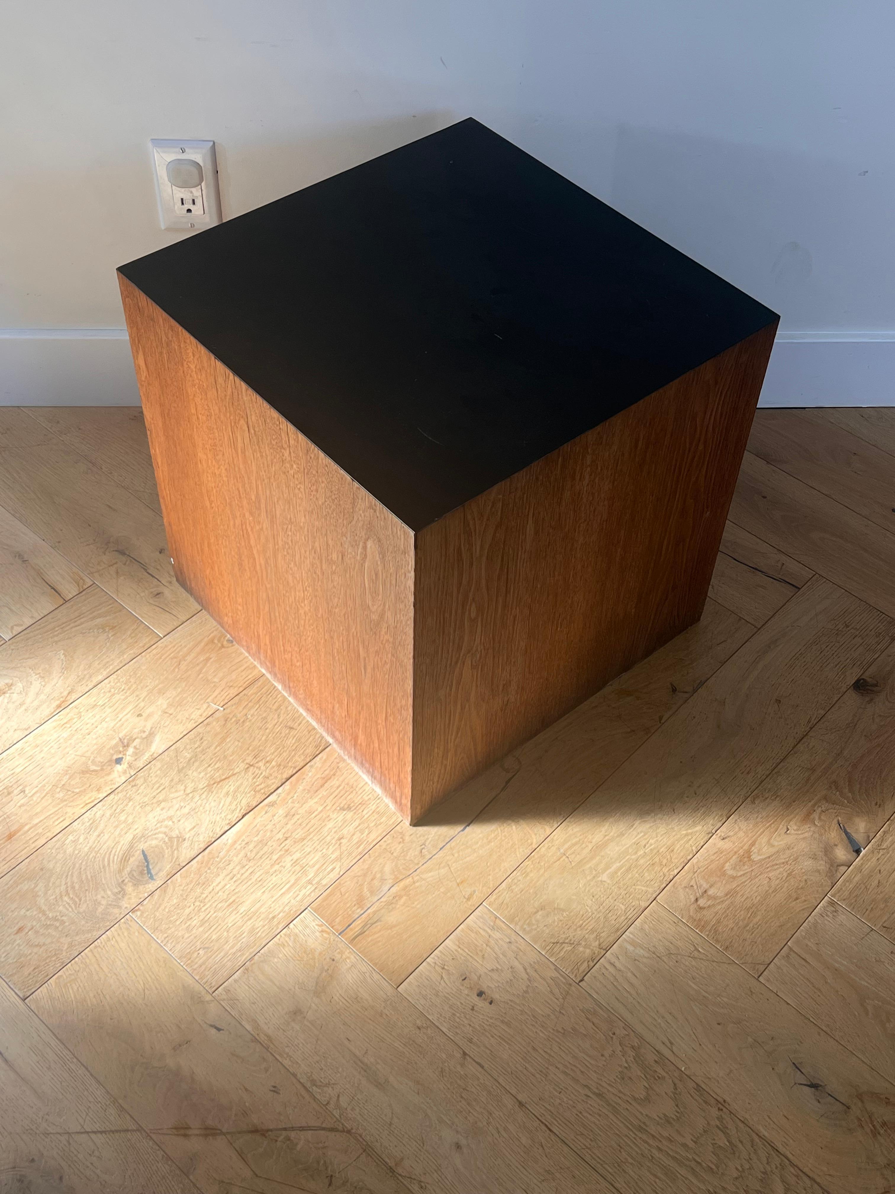 Mid century modern wood and laminate cube or end table, circa 1970 3