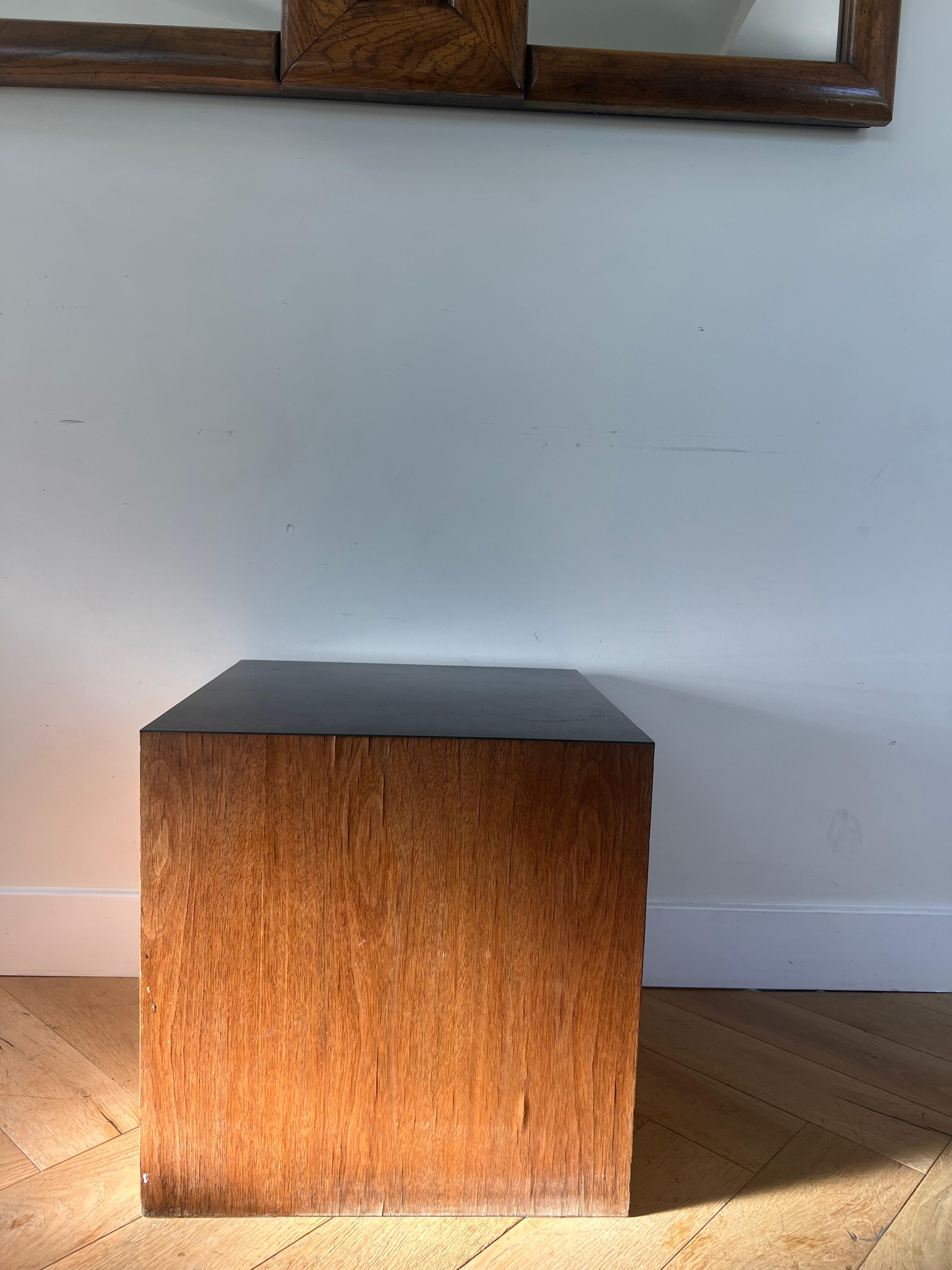 Mid century modern wood and laminate cube or end table, circa 1970 4