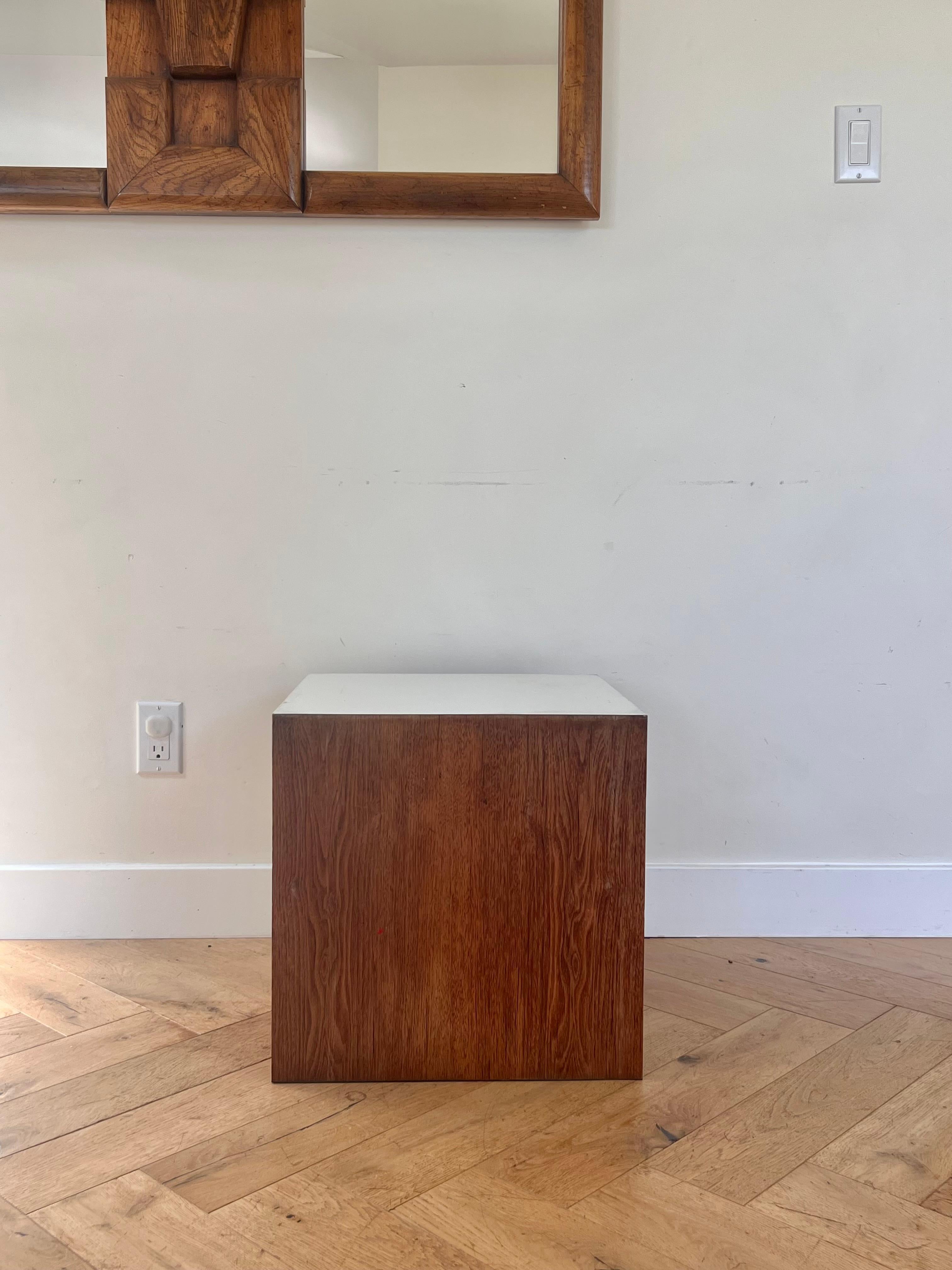 Mid century modern wood and laminate cube or end table, circa 1970 7