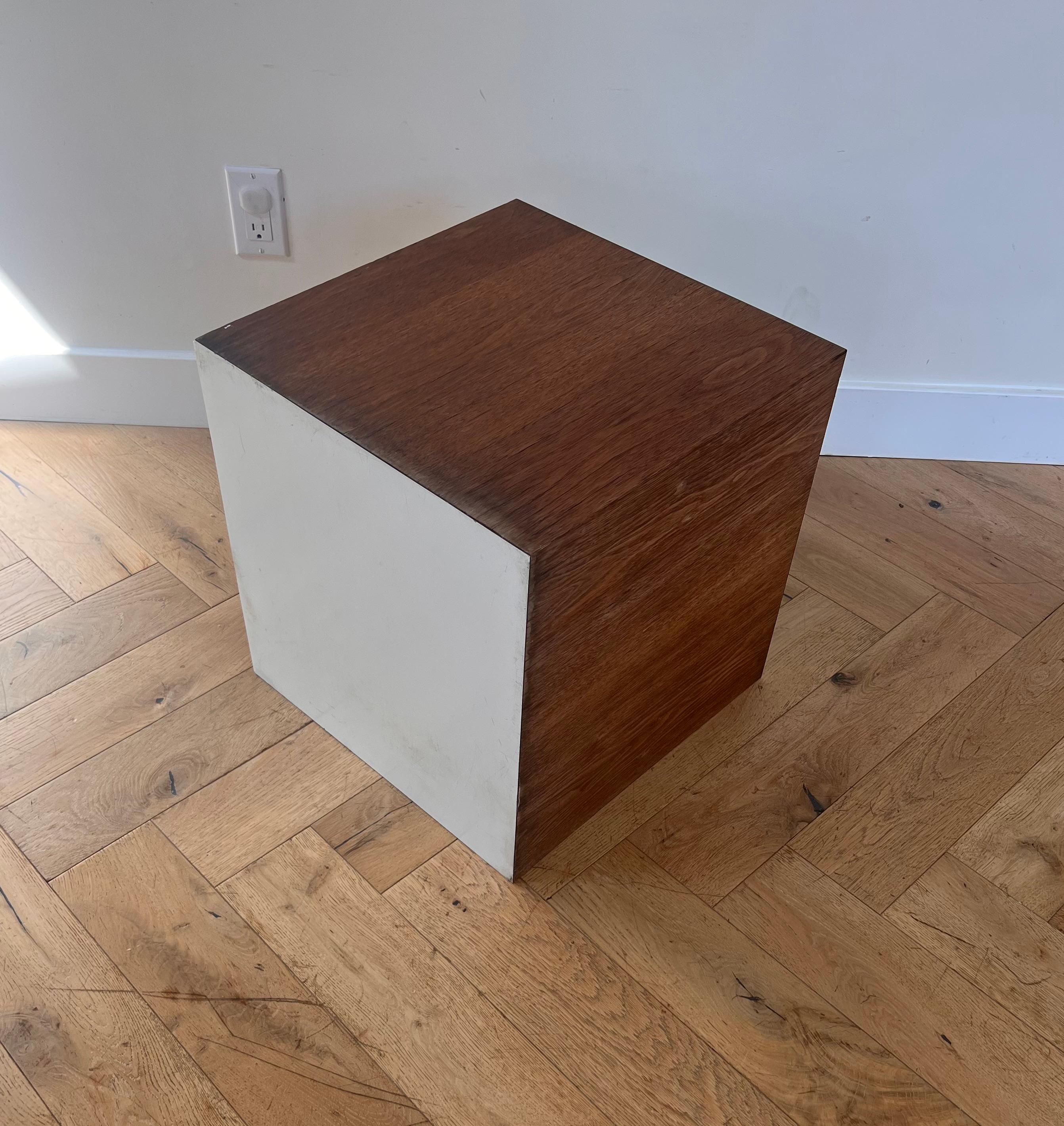 Mid century modern wood and laminate cube or end table, circa 1970 8