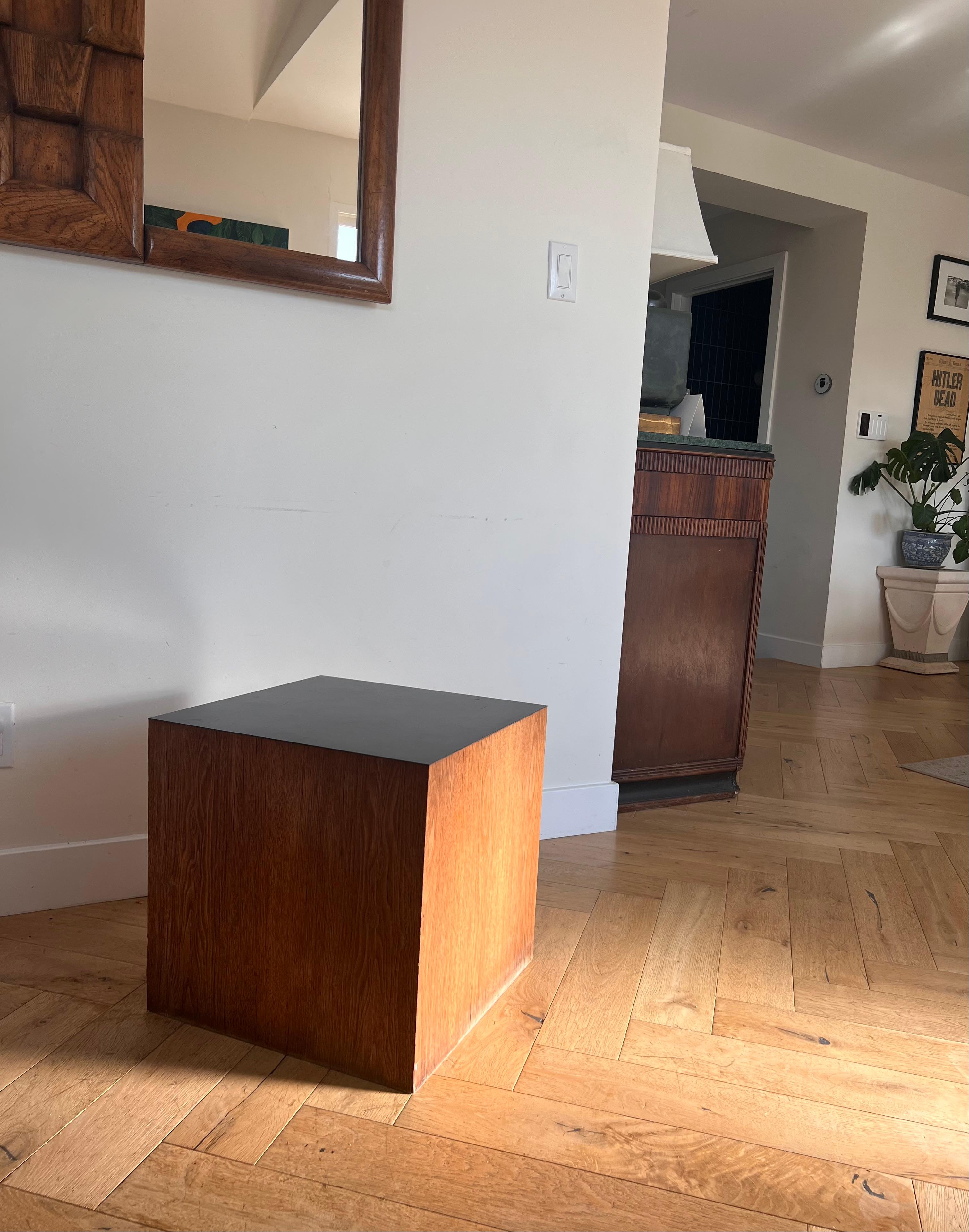 Mid century modern wood and laminate cube or end table, circa 1970 10