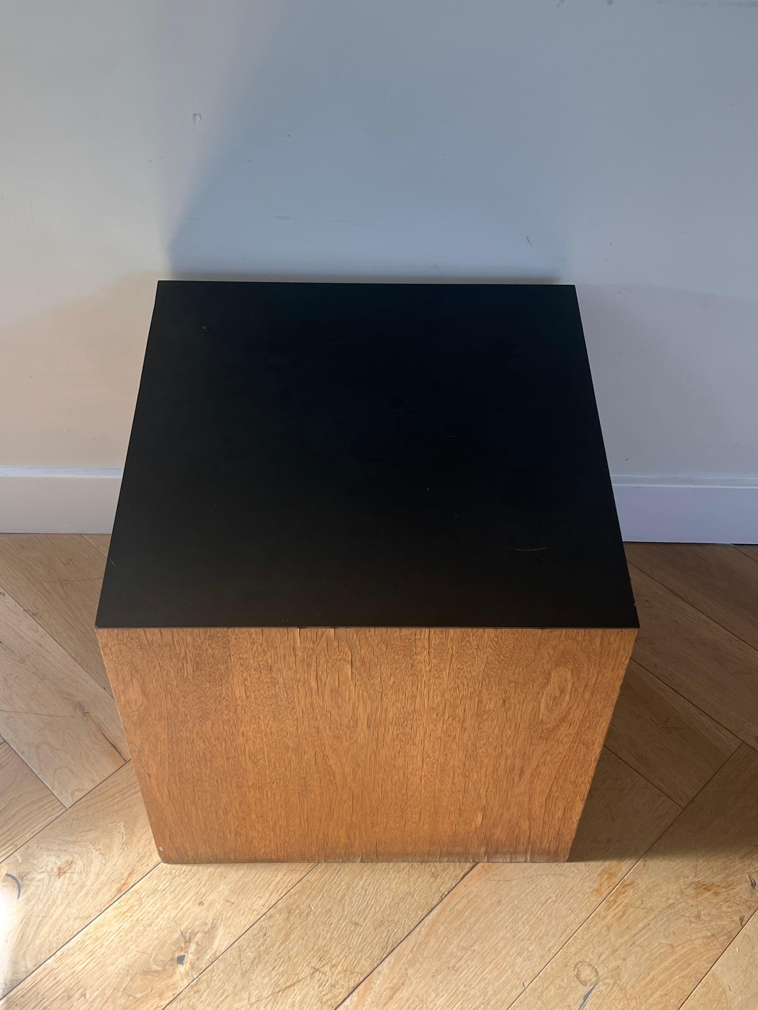 Mid century modern wood and laminate cube or end table, circa 1970 2