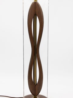MId Century Modern Wood and Lucite Table Lamp, American Mid 20th C.