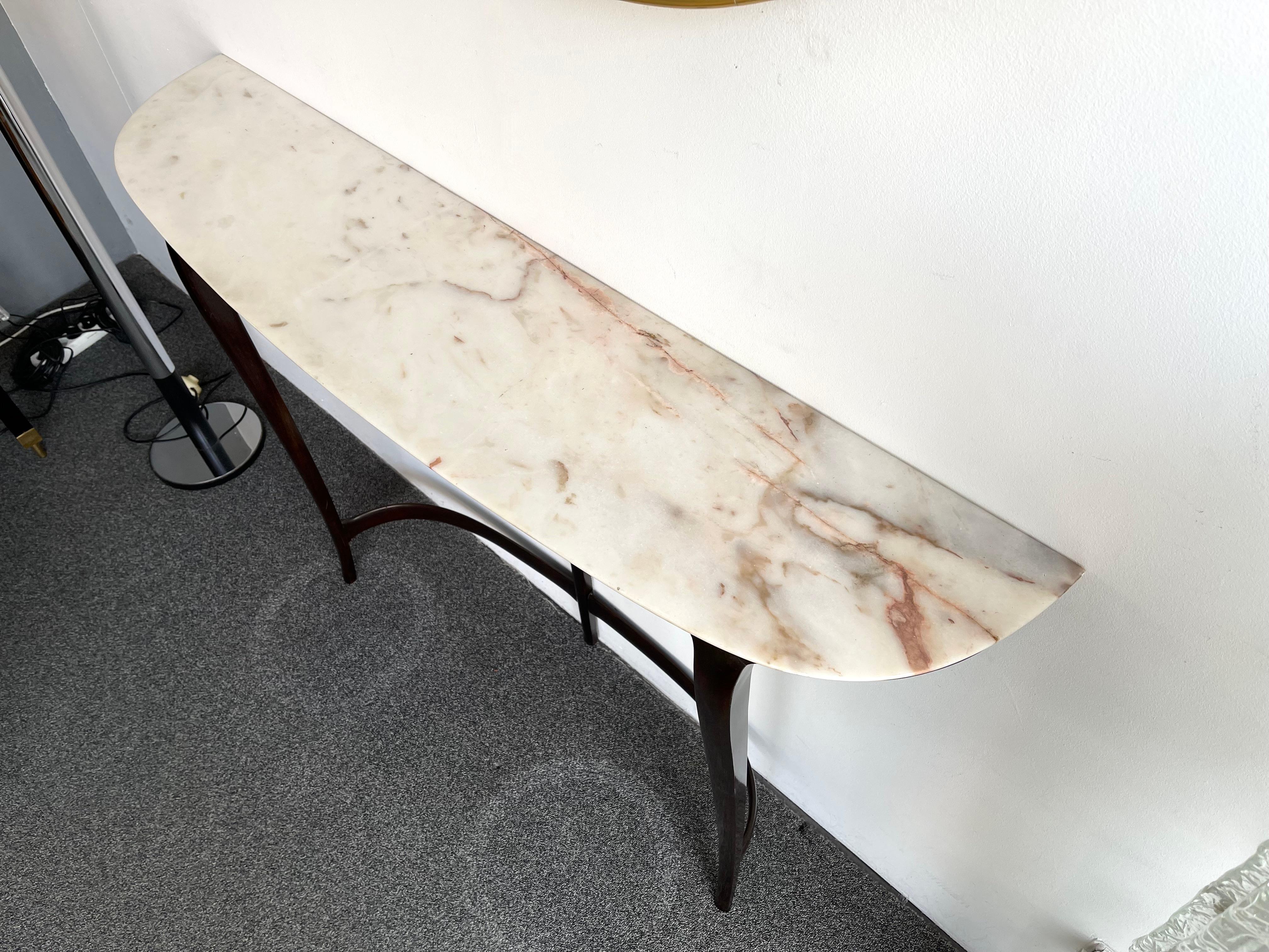 Mid-Century Modern Wood and Marble Console Table by Mobili Cantu, Italy, 1950s 6