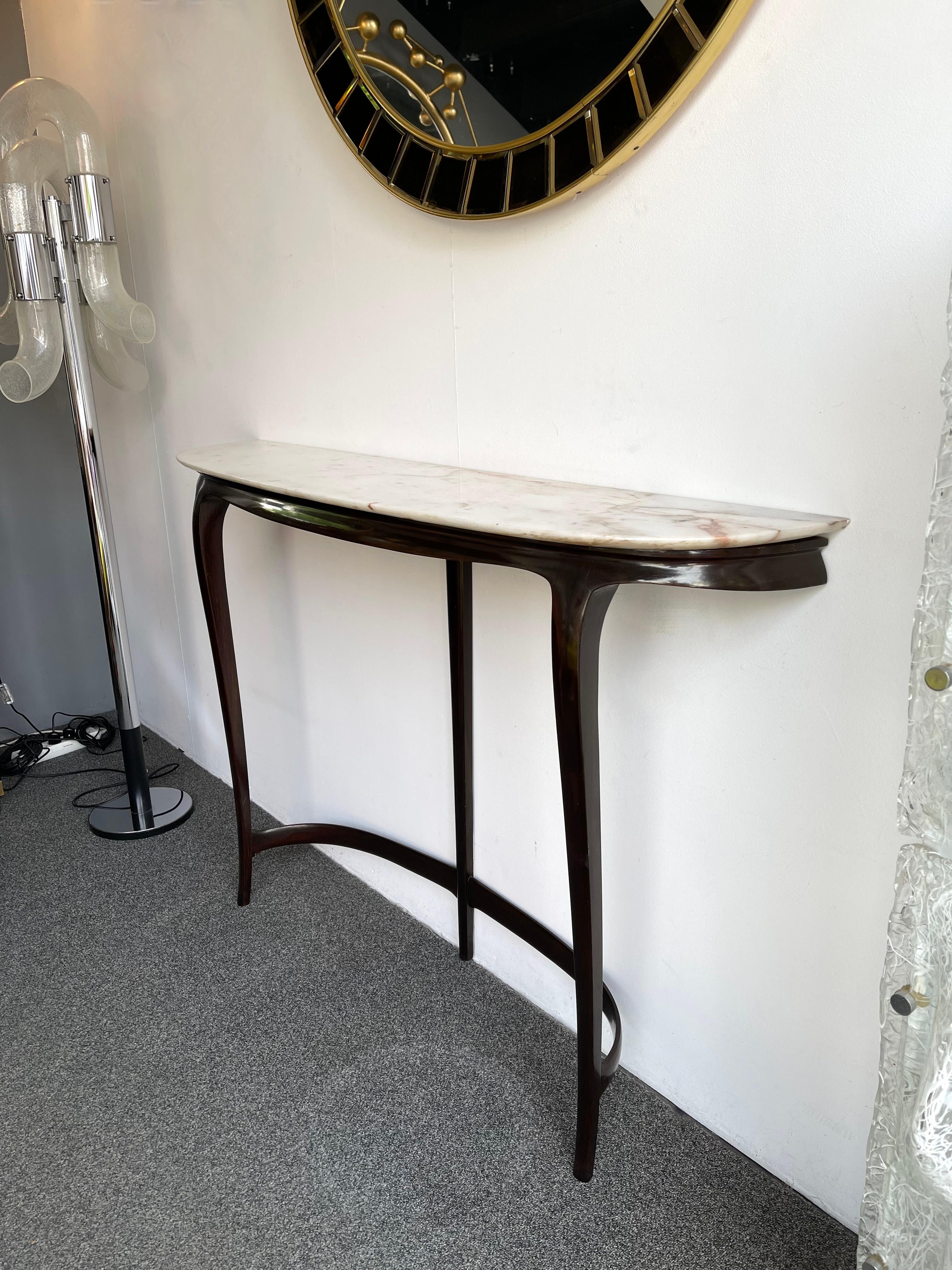 Mid-Century Modern Wood and Marble Console Table by Mobili Cantu, Italy, 1950s 8