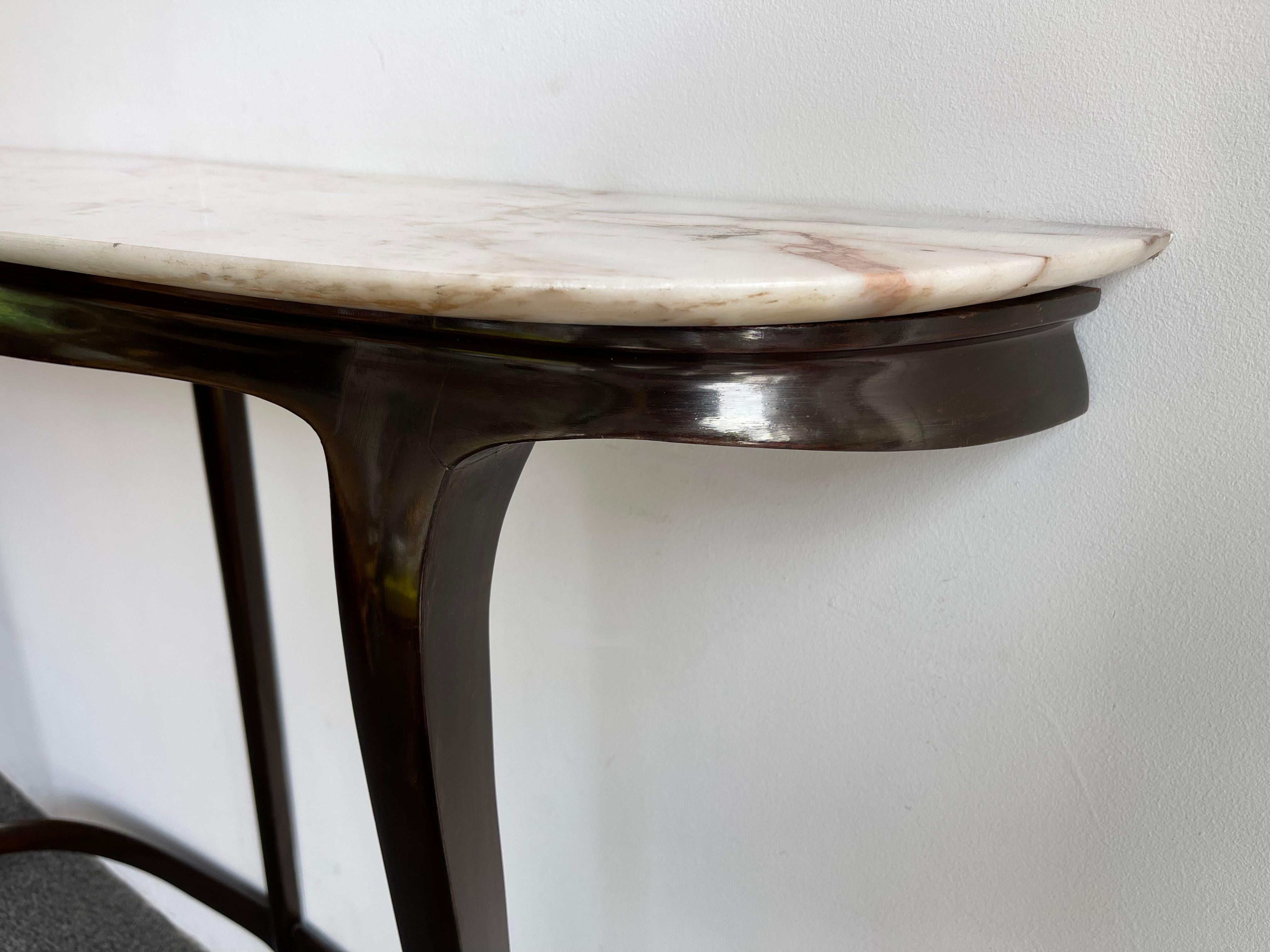 Mid-20th Century Mid-Century Modern Wood and Marble Console Table by Mobili Cantu, Italy, 1950s