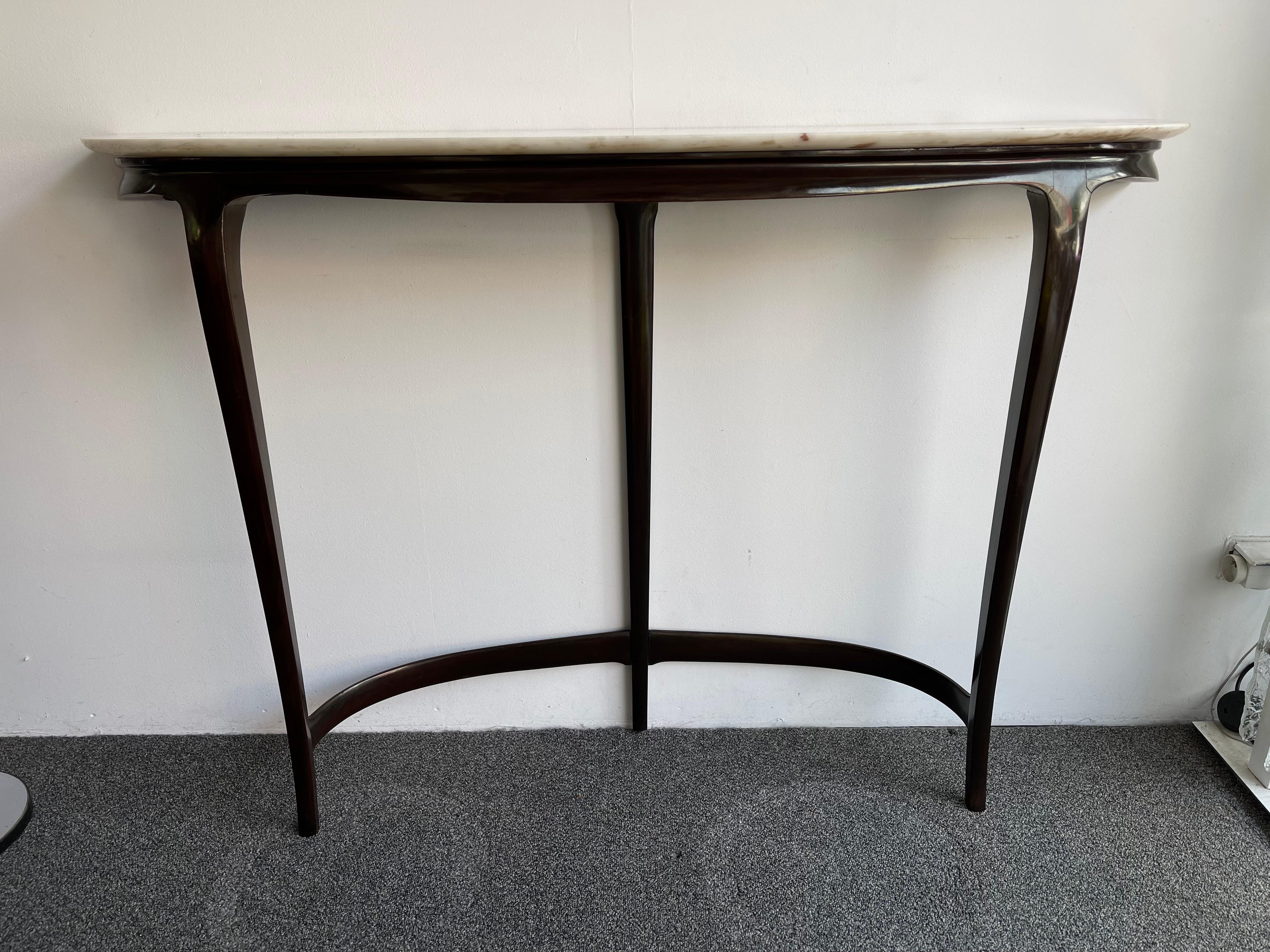 Mid-Century Modern Wood and Marble Console Table by Mobili Cantu, Italy, 1950s 2