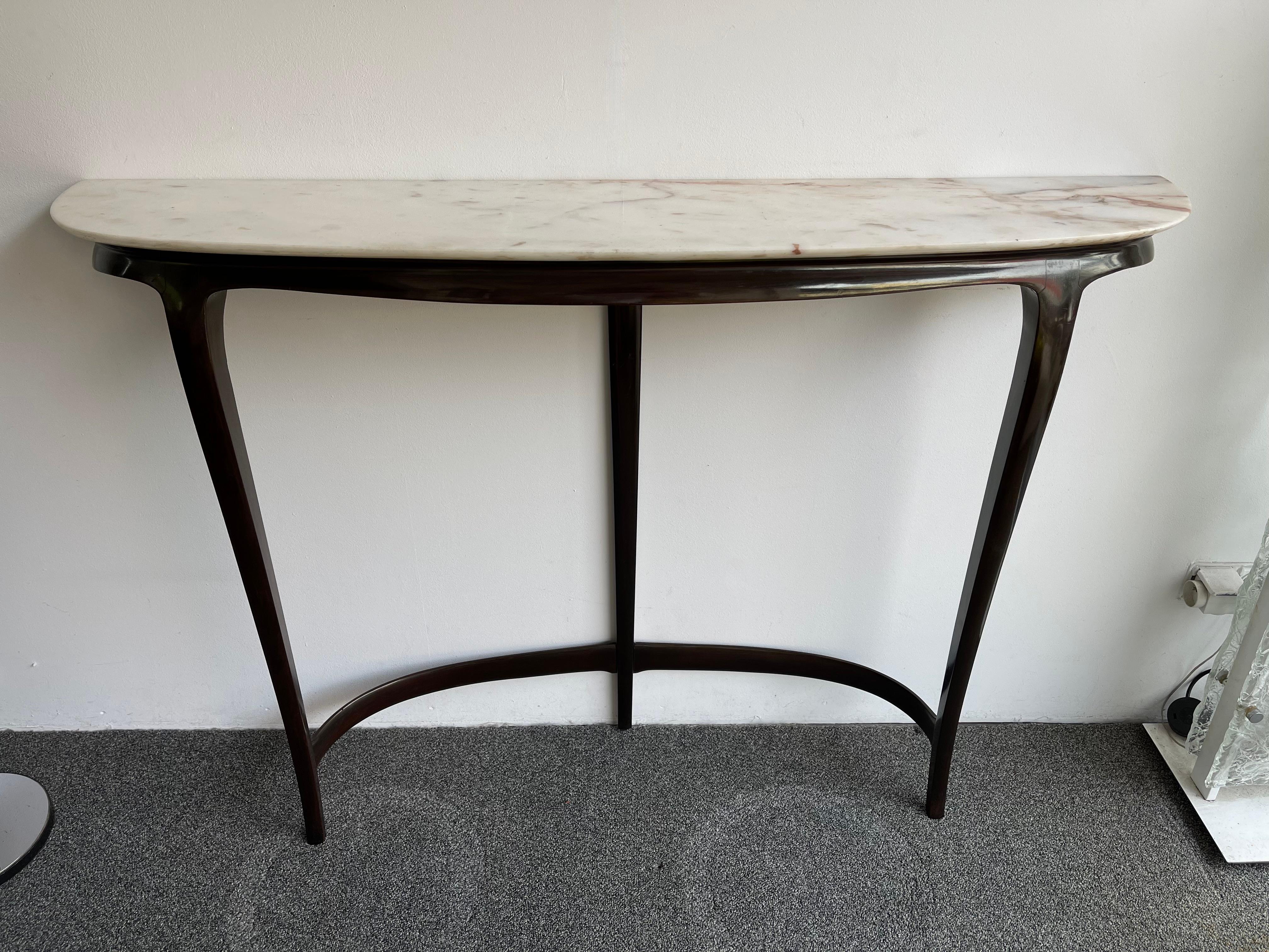 Mid-Century Modern Wood and Marble Console Table by Mobili Cantu, Italy, 1950s 3