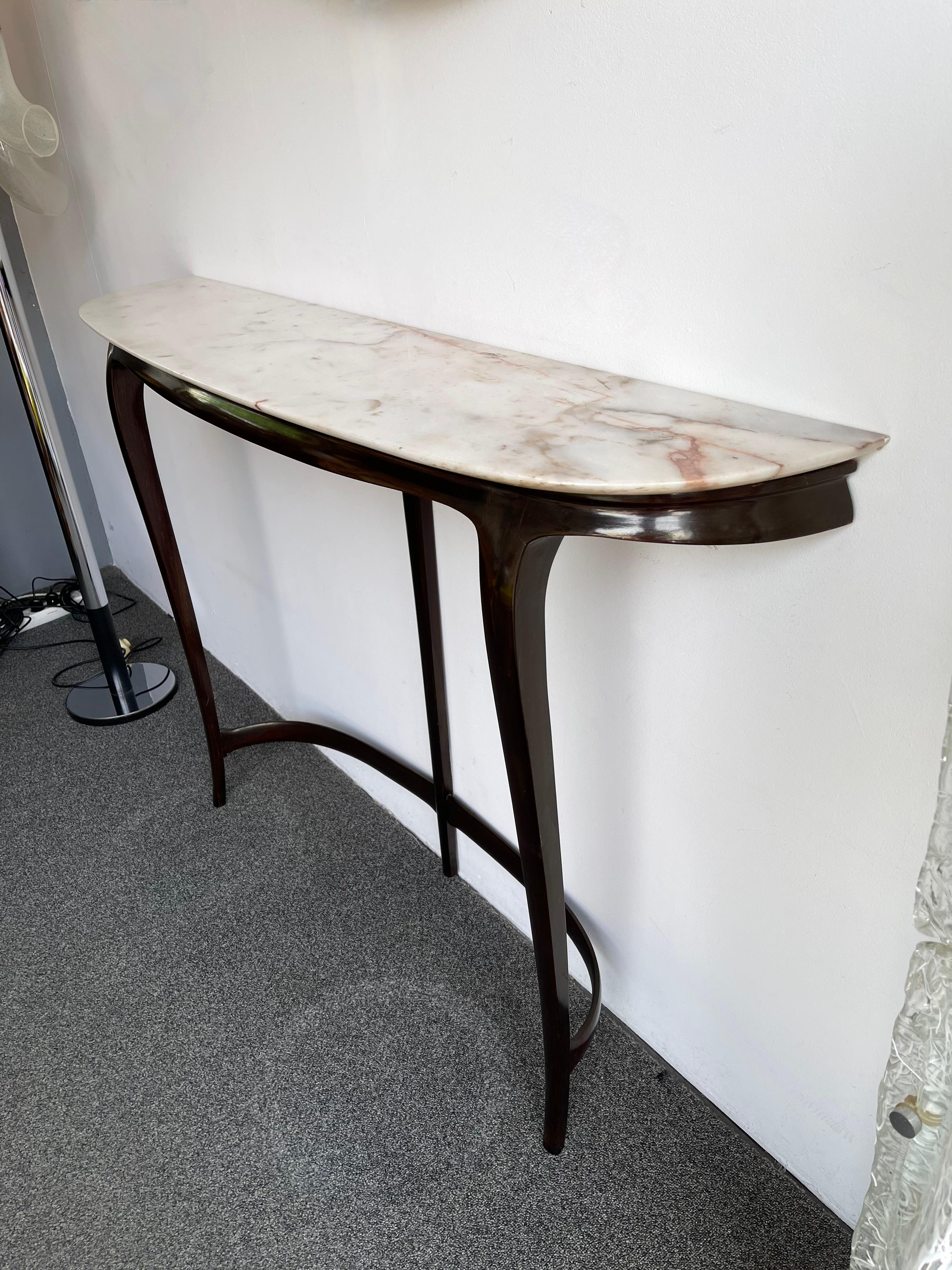 Mid-Century Modern Wood and Marble Console Table by Mobili Cantu, Italy, 1950s 4