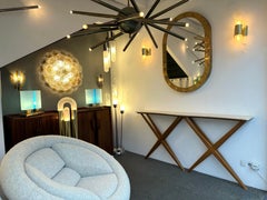 Wood and Marble Wave Console Table. Italy