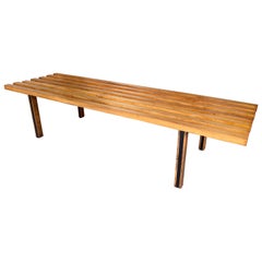 Banc en bois et métal moderne du milieu du siècle dernier de ISA. Italie, années 1950