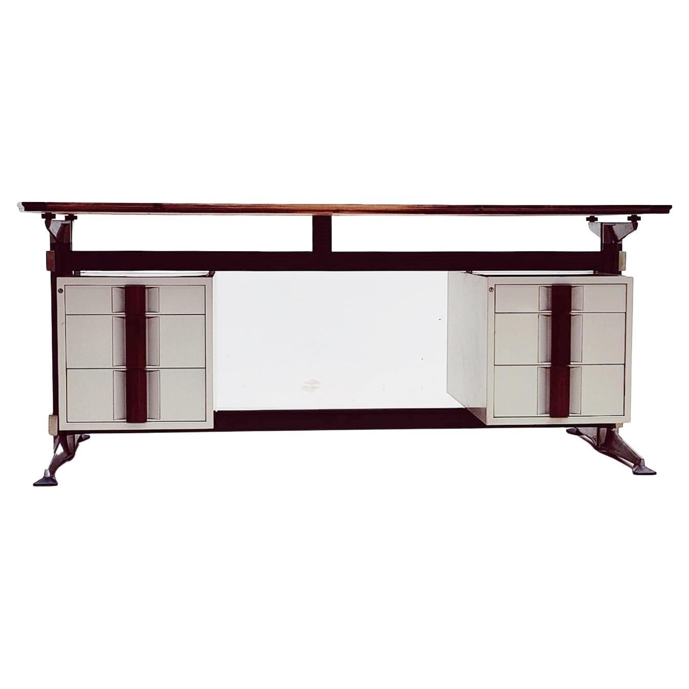 Black Desk Files Drawers Wood metal, MidCentury Modern style inspired