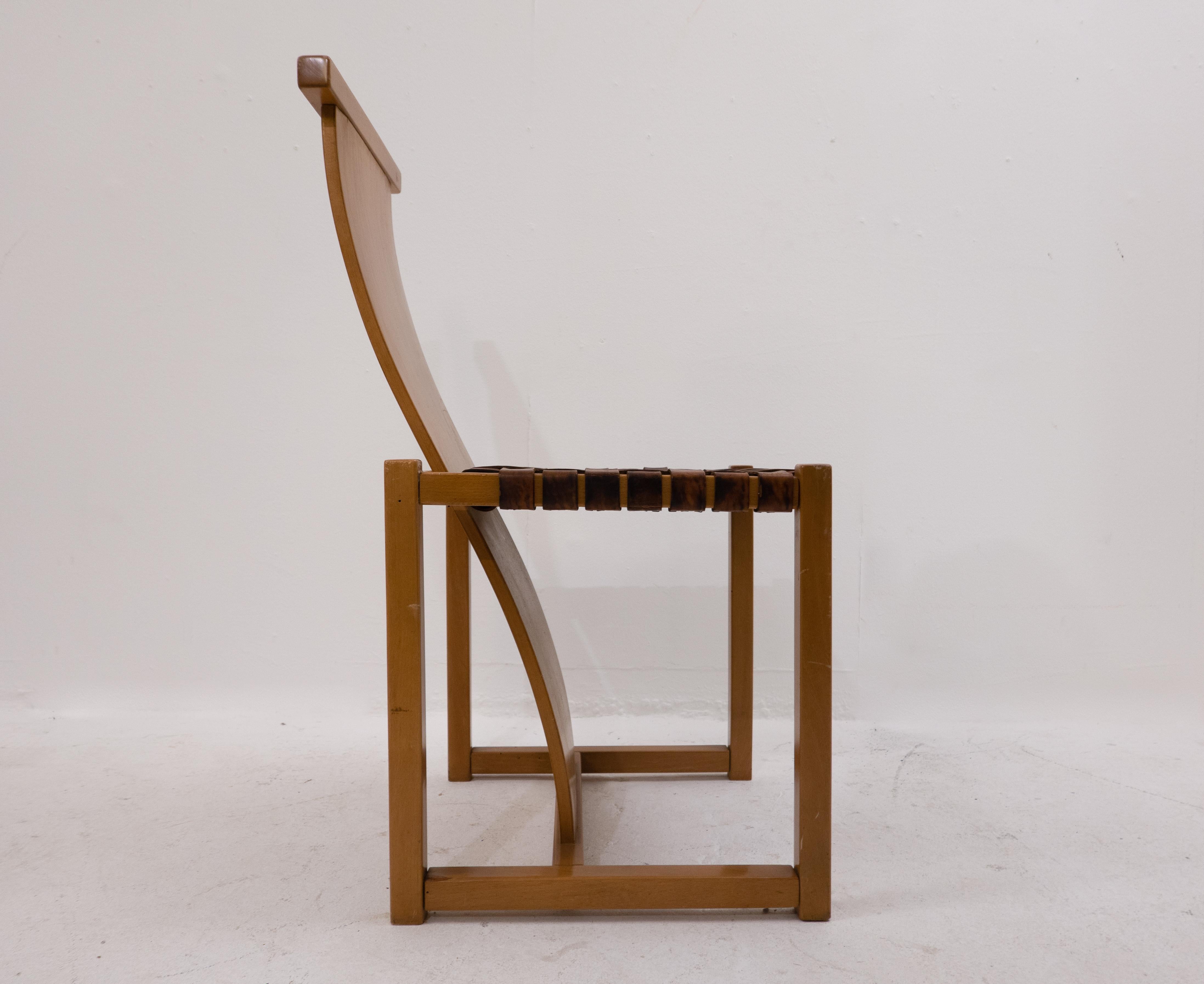 Mid-20th Century Mid-Century Modern Wood and Woven Leather Chair Attributed to Alvar Aalto, 1950