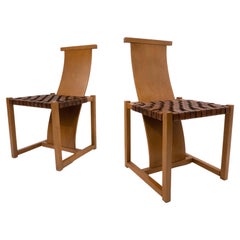 Moderner Stuhl aus Holz und gewebtem Leder aus der Mitte des Jahrhunderts, Alvar Aalto zugeschrieben, 1950