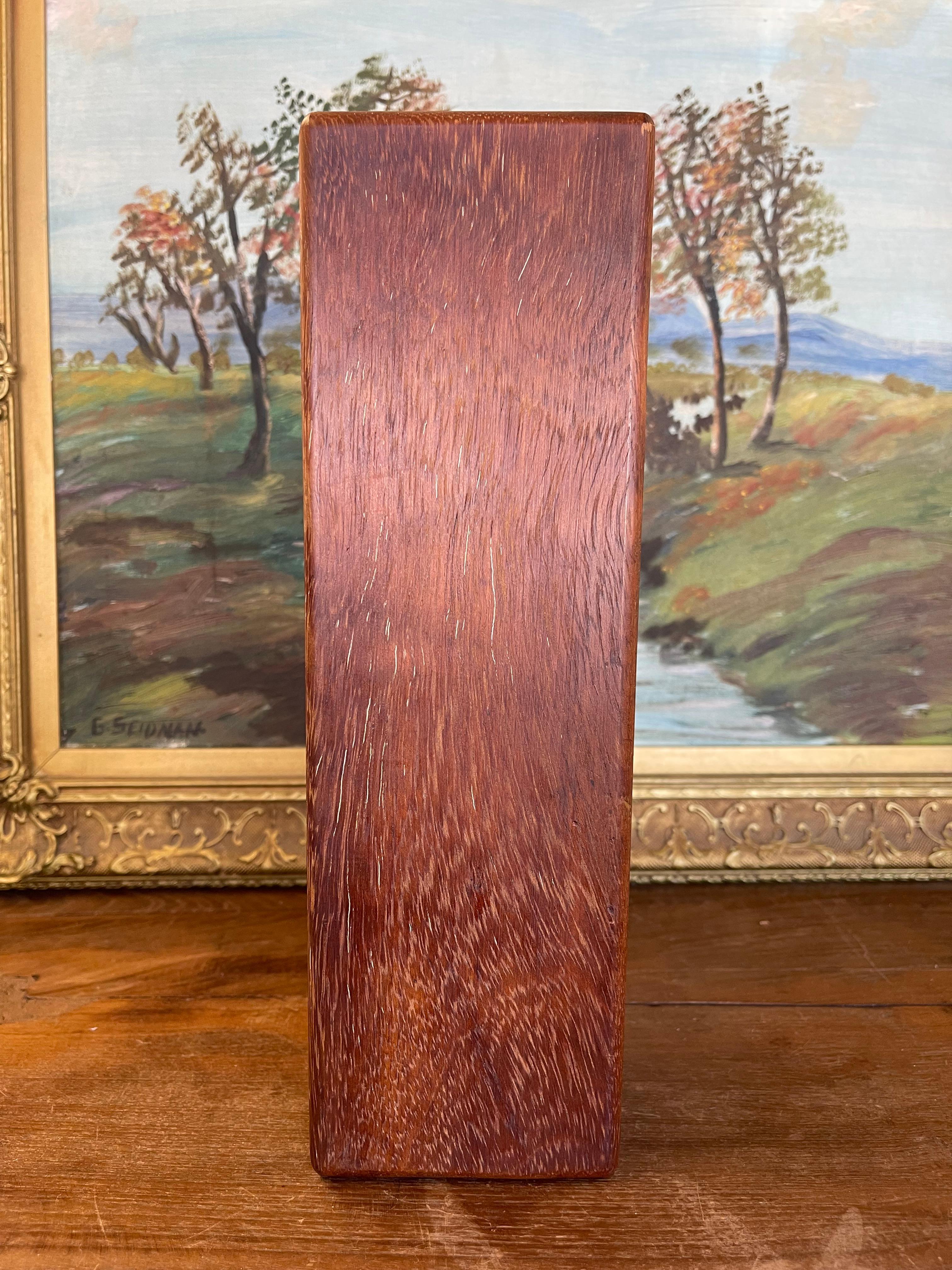 Mid-Century Modern Wood Block Clock with Brass Toned Hands For Sale 5