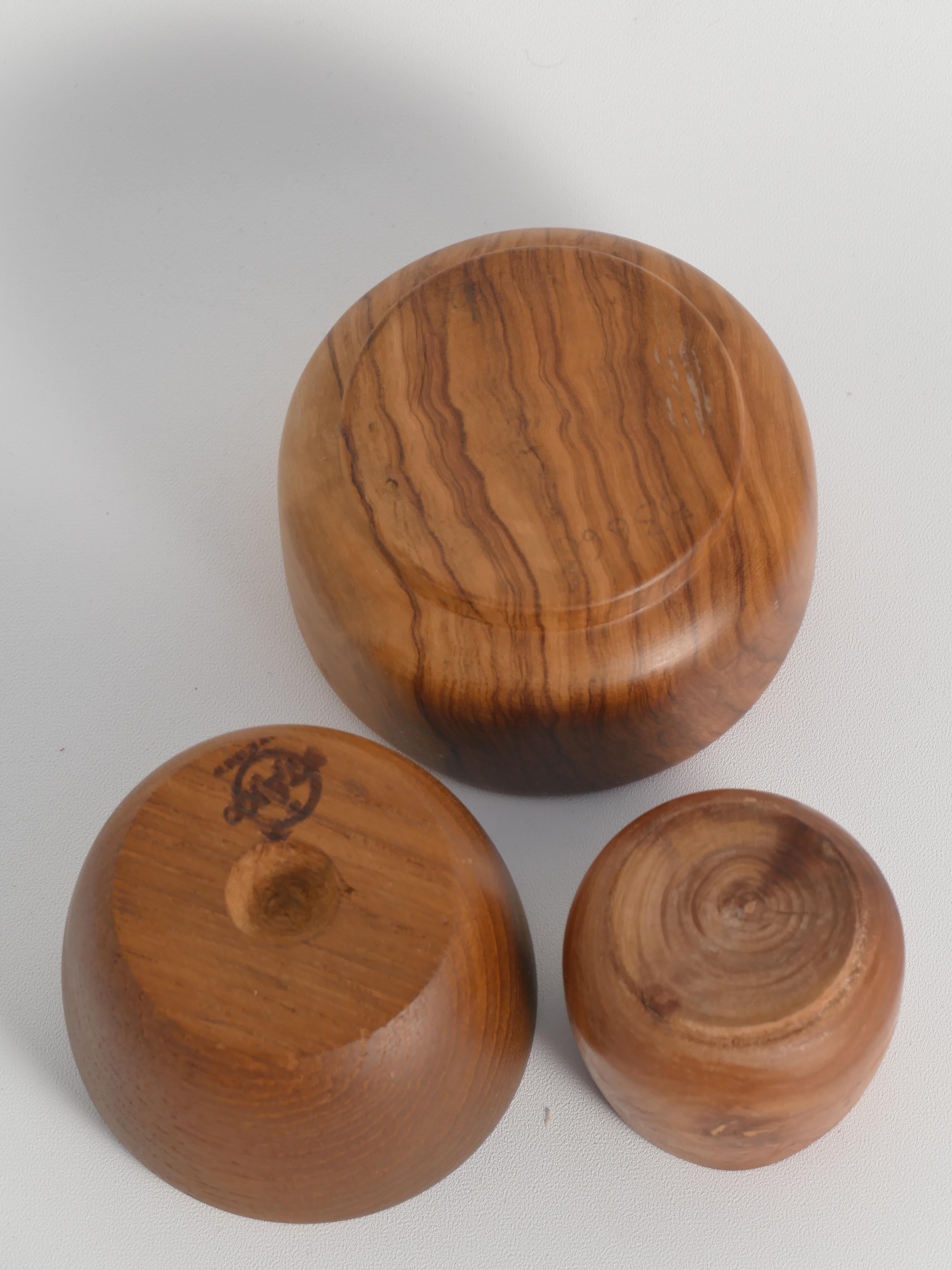 Mid-Century Modern Wood Bowls, Schweden, 3er-Set (Moderne der Mitte des Jahrhunderts) im Angebot