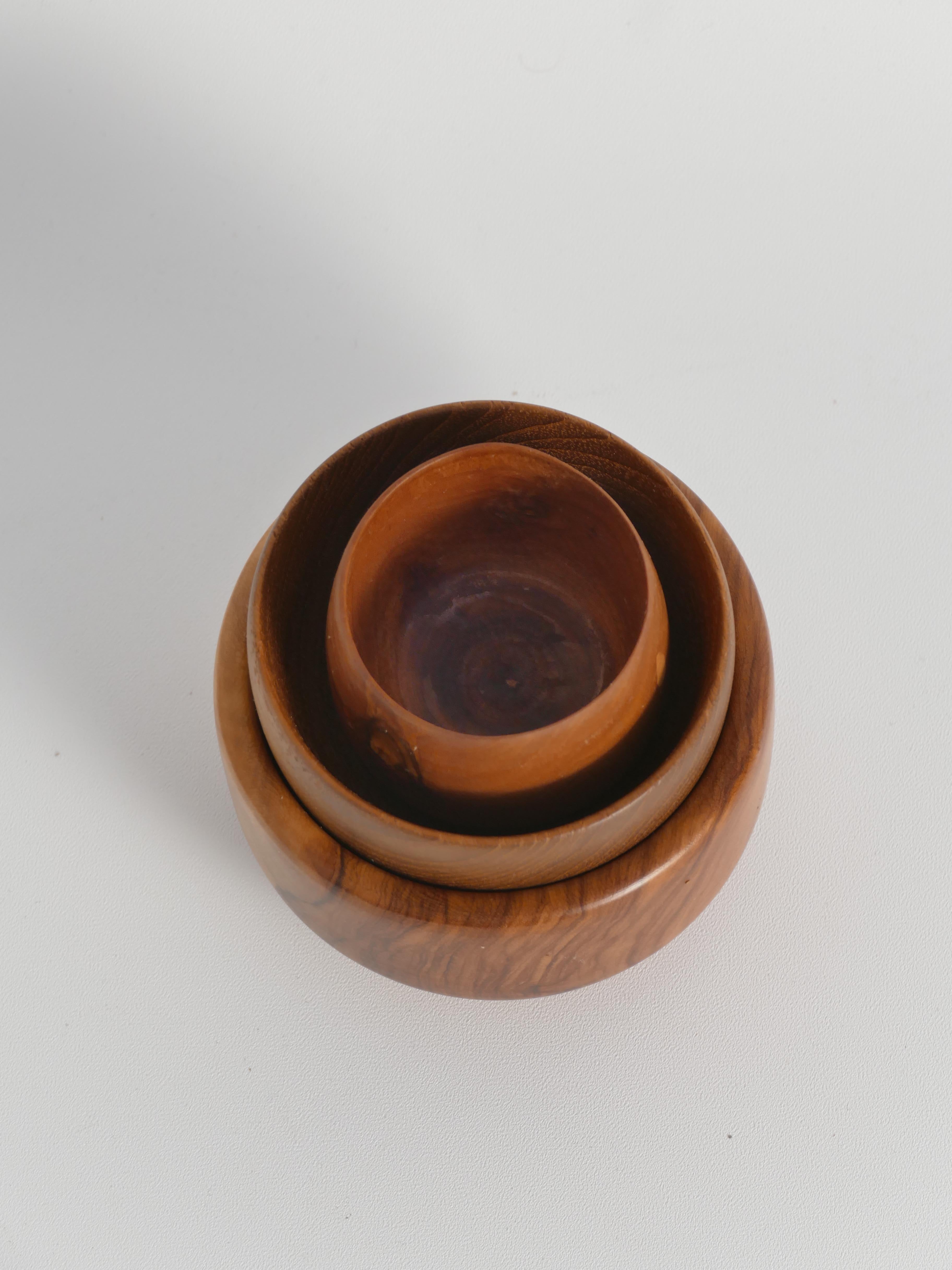 Mid-Century Modern Wood Bowls, Schweden, 3er-Set (Schwedisch) im Angebot