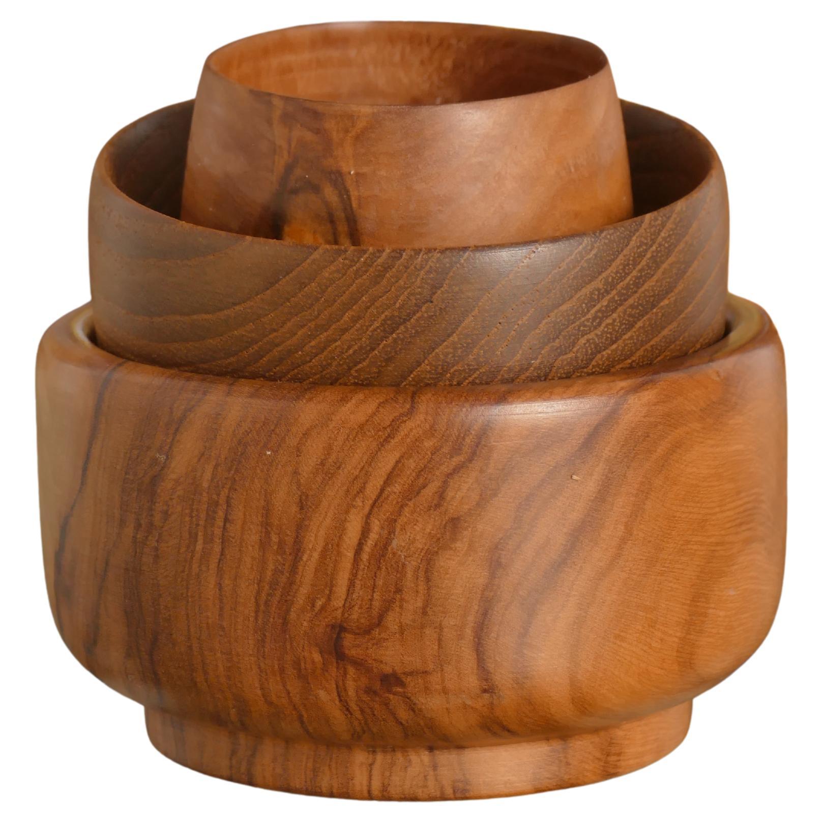 Mid-Century Modern Wood Bowls, Schweden, 3er-Set im Angebot
