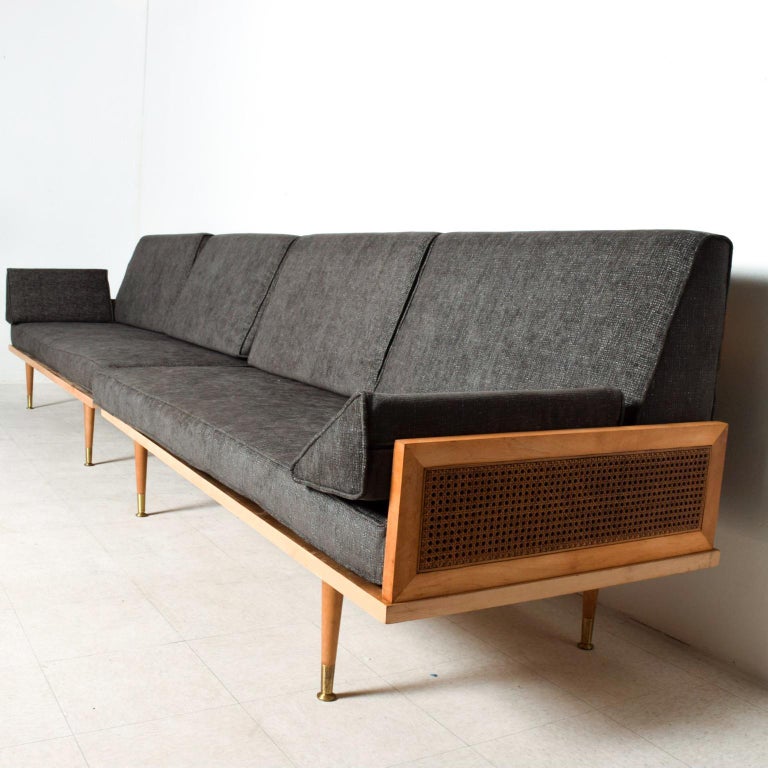 MidCentury Modern Wood Cane Daybed Pair of Sofa Set at 1stDibs