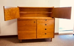 Mid-Century Modern Wood & Cane Edmund Spence Highboy Dresser Gentlemans Chest