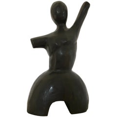 Mid-Century Modern Wood Carved Nude Abstract Sculpture Figure