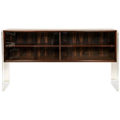 Mid-Century Modern Wood Danish Console/Cabinet with Acrylic Legs