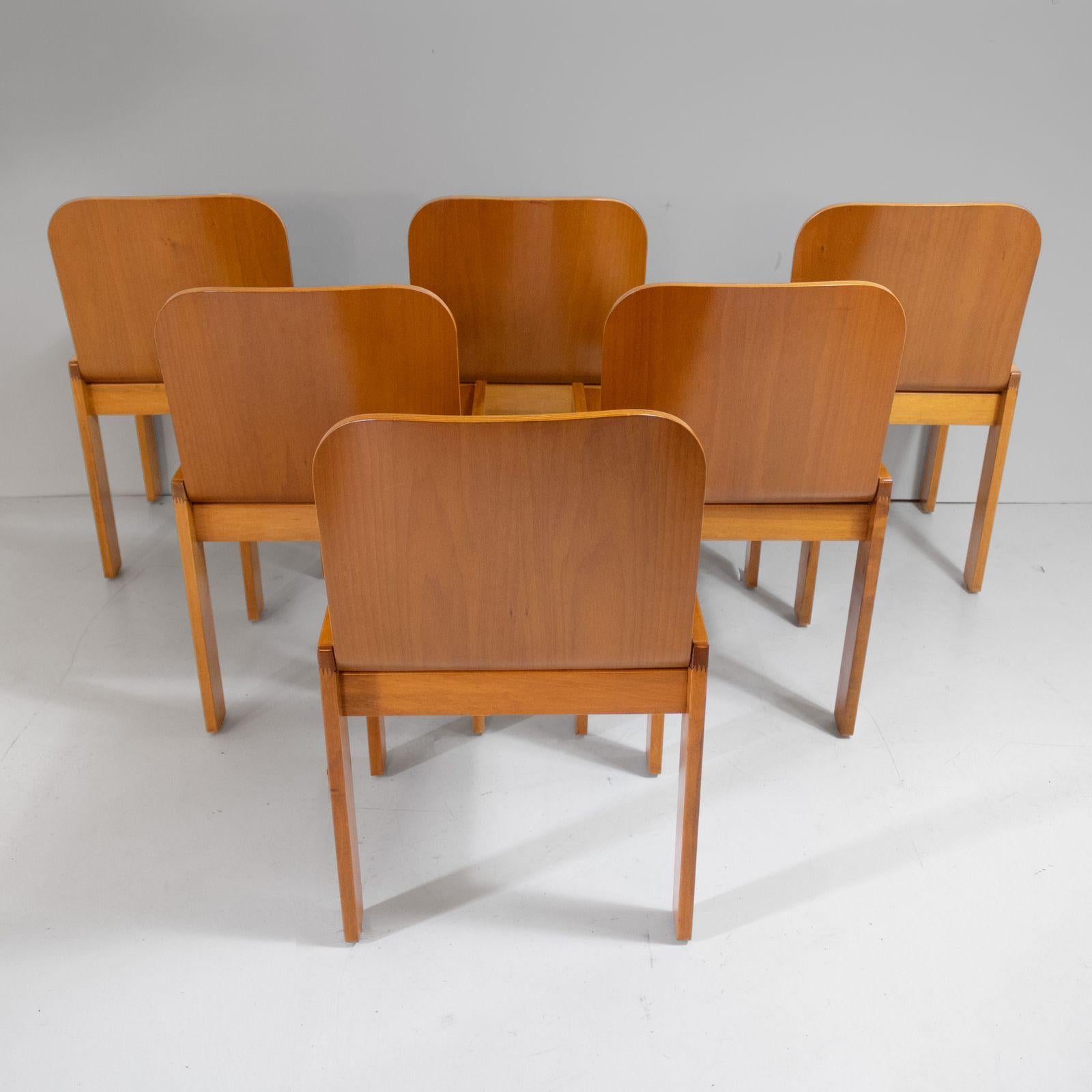 Italian Mid Century Modern Wood Dining Chairs, Afra and Tobia Scarpa for Molteni, Italy