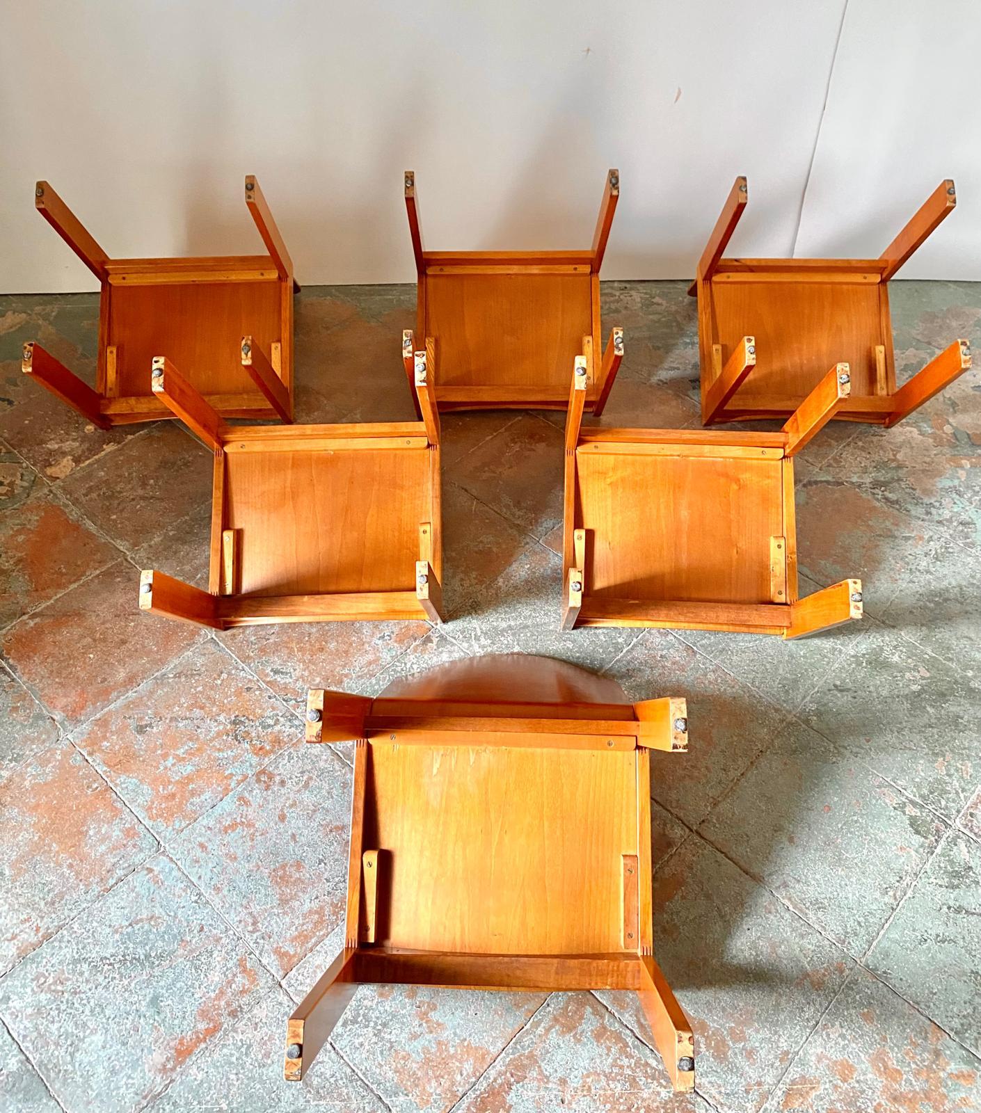 Late 20th Century Mid Century modern wood dining chairs, Afra and Tobia Scarpa for Molteni, Italy 