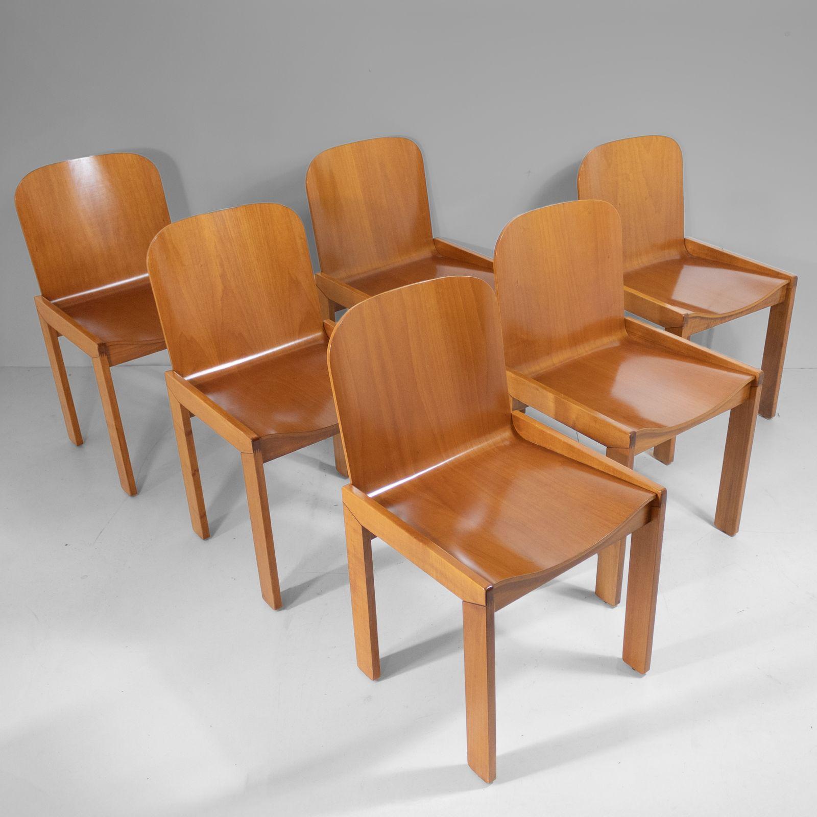 Mid Century Modern Wood Dining Chairs, Afra and Tobia Scarpa for Molteni, Italy 8
