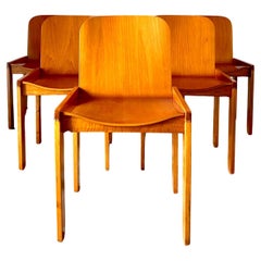 Vintage Mid Century modern wood dining chairs, Afra and Tobia Scarpa for Molteni, Italy 