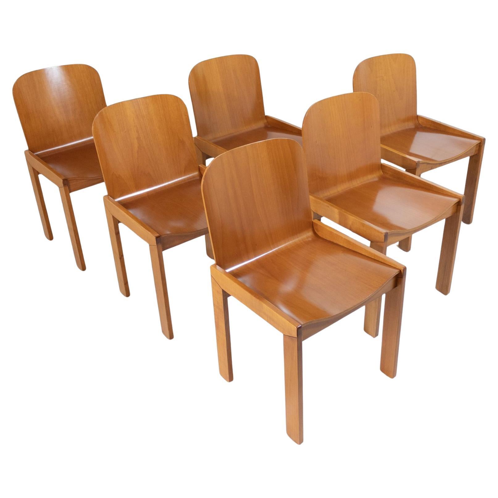 Mid Century Modern Wood Dining Chairs, Afra and Tobia Scarpa for Molteni, Italy
