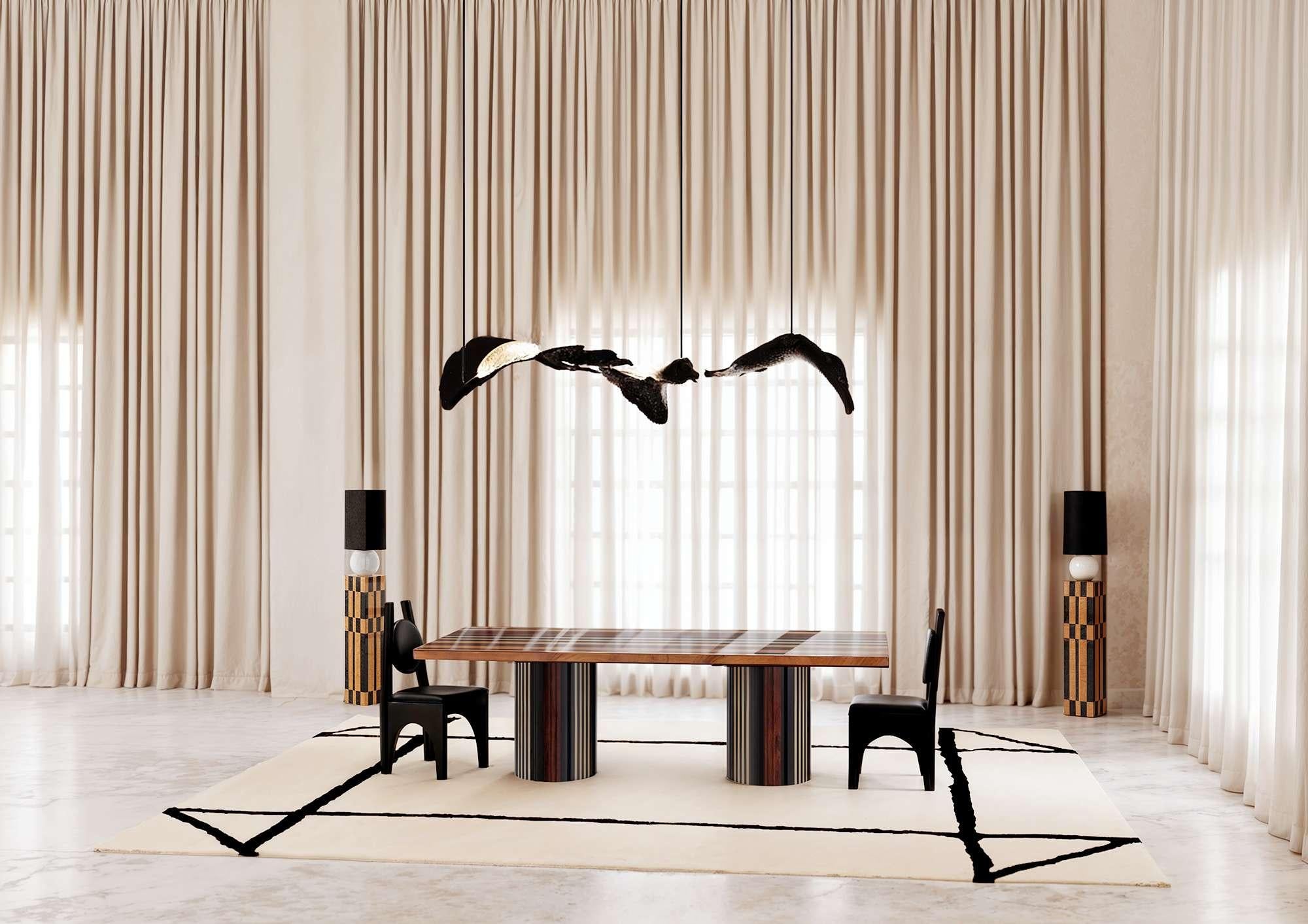 Mid-Century Modern Wood Dining Table Wood Marquetry Palisander, Oak, Wengue, Ash For Sale 2