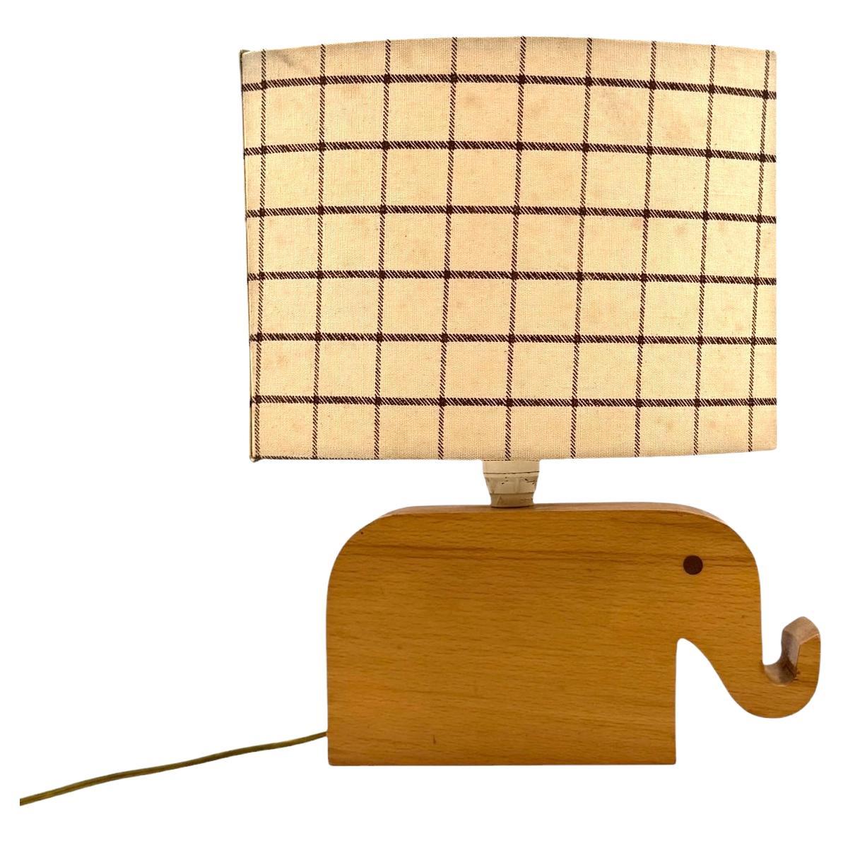 Mid century Modern wood elephant table lamp, Italy circa 1960s