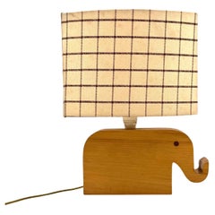 Vintage Mid century Modern wood elephant table lamp, Italy circa 1960s