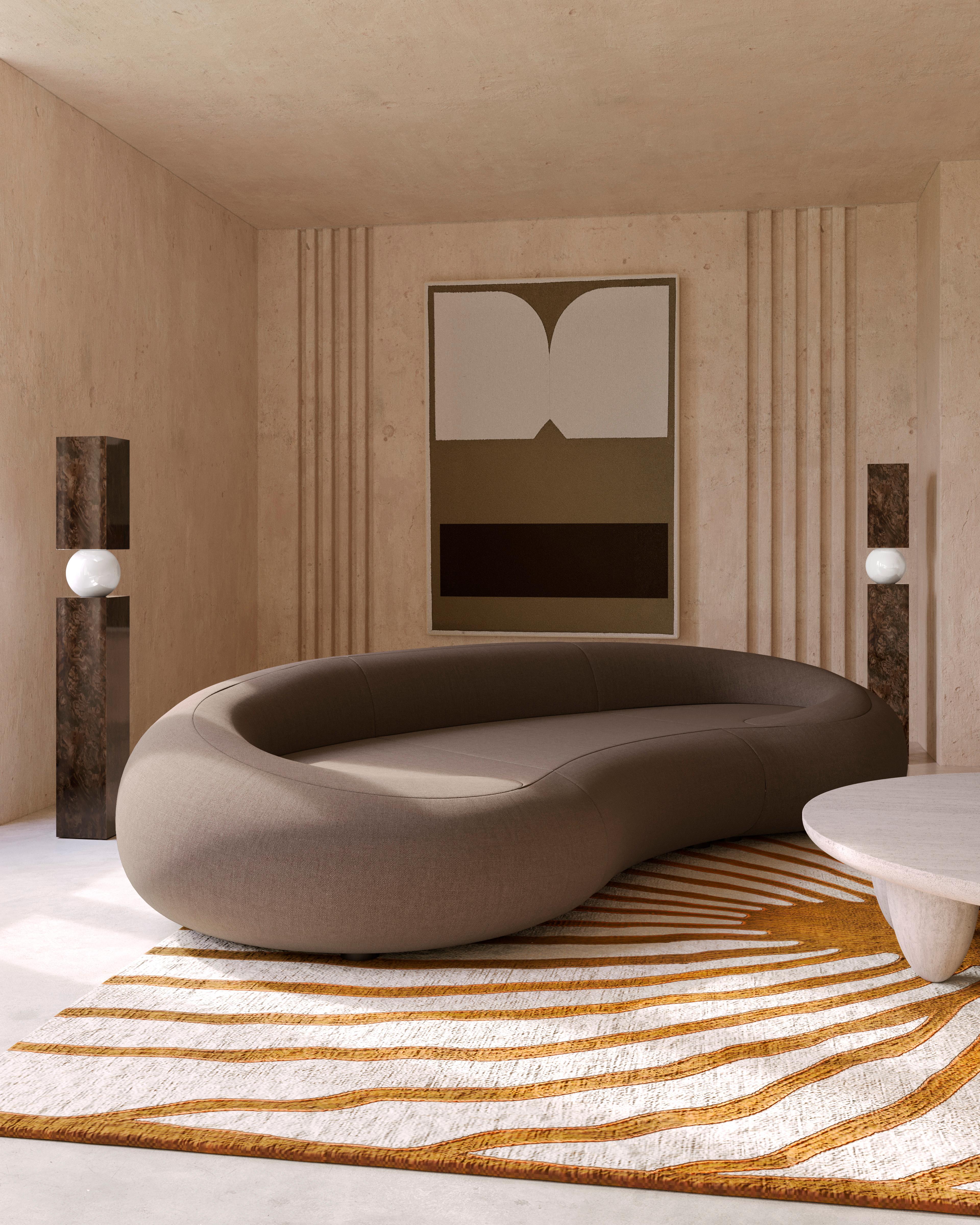 Mid-Century Modern Wood Floor Lamp, Column Shape Walnut Root Frosted Glass Light For Sale 3